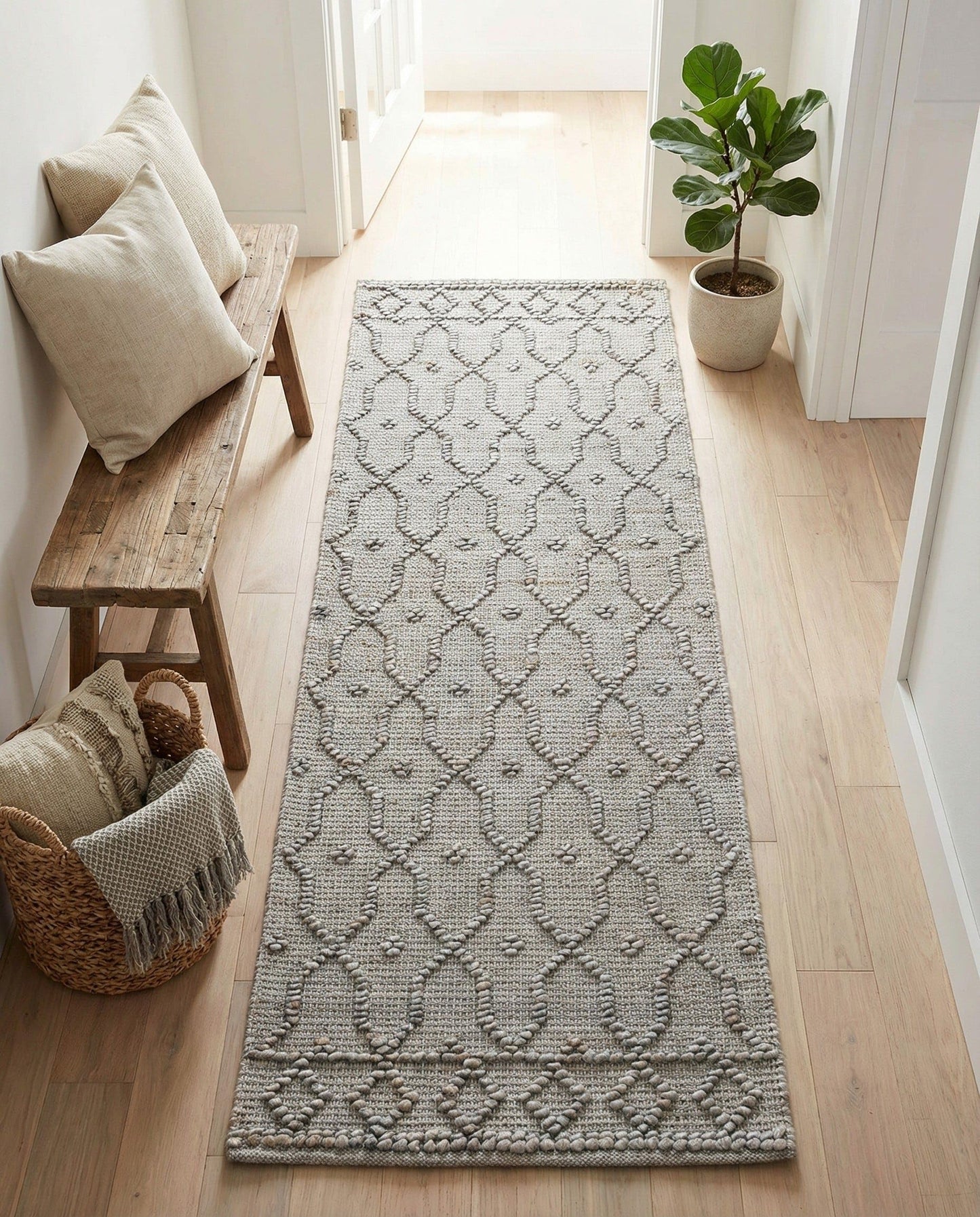 Rugs.com - Larsa Jute Rug – 6 Ft Runner Gray Hand Woven Jute Runner Eco-Friendly Texture for Hallways, Kitchens, and Entryways
