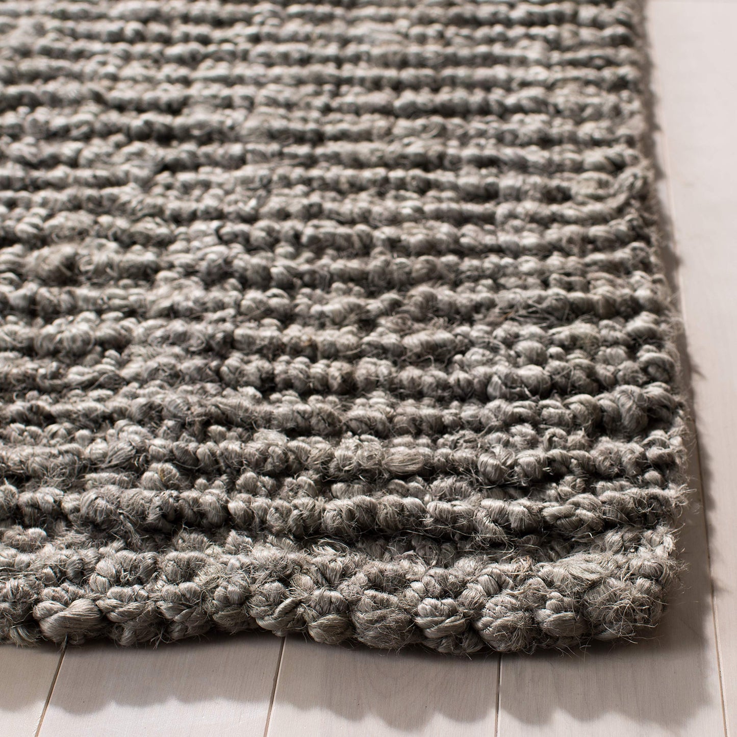 SAFAVIEH Area Rug 5x8 - Natural Fiber Collection - Light Grey, Handmade Jute, Farmhouse Style, Chunky Textured Thick Pile (NF447G)