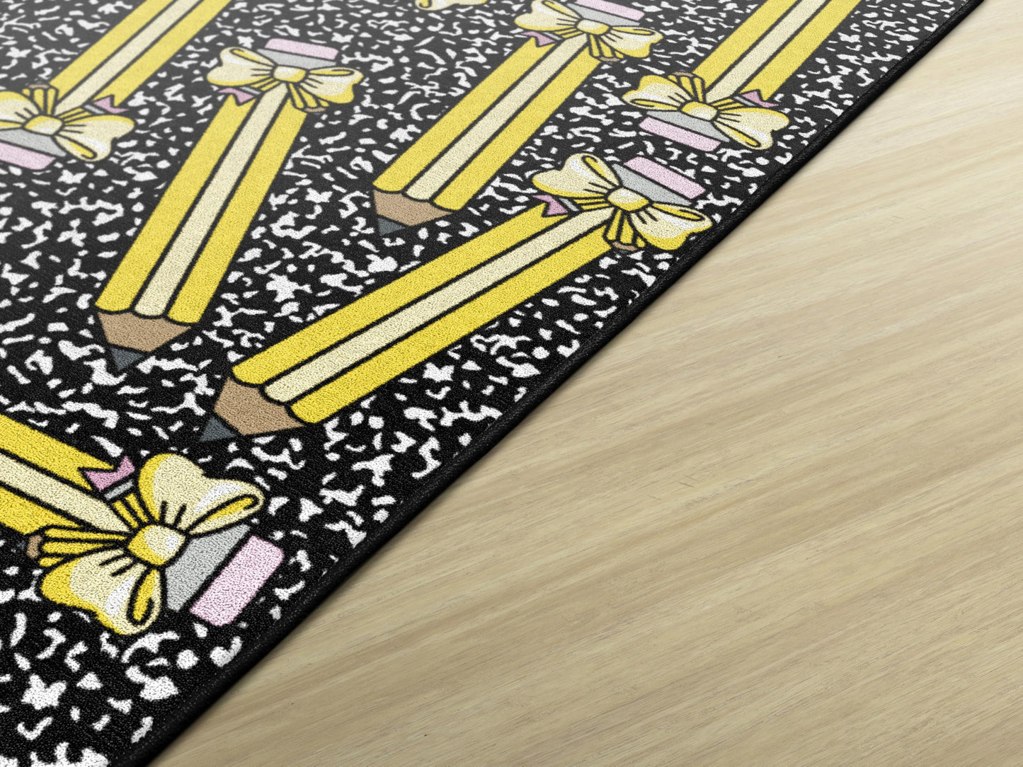 Flagship Carpets School Days Bow Pencils Educational Area Rug for Kids Room, Children's Classroom Rug for Teaching and Playroom, 5' X 7'6"