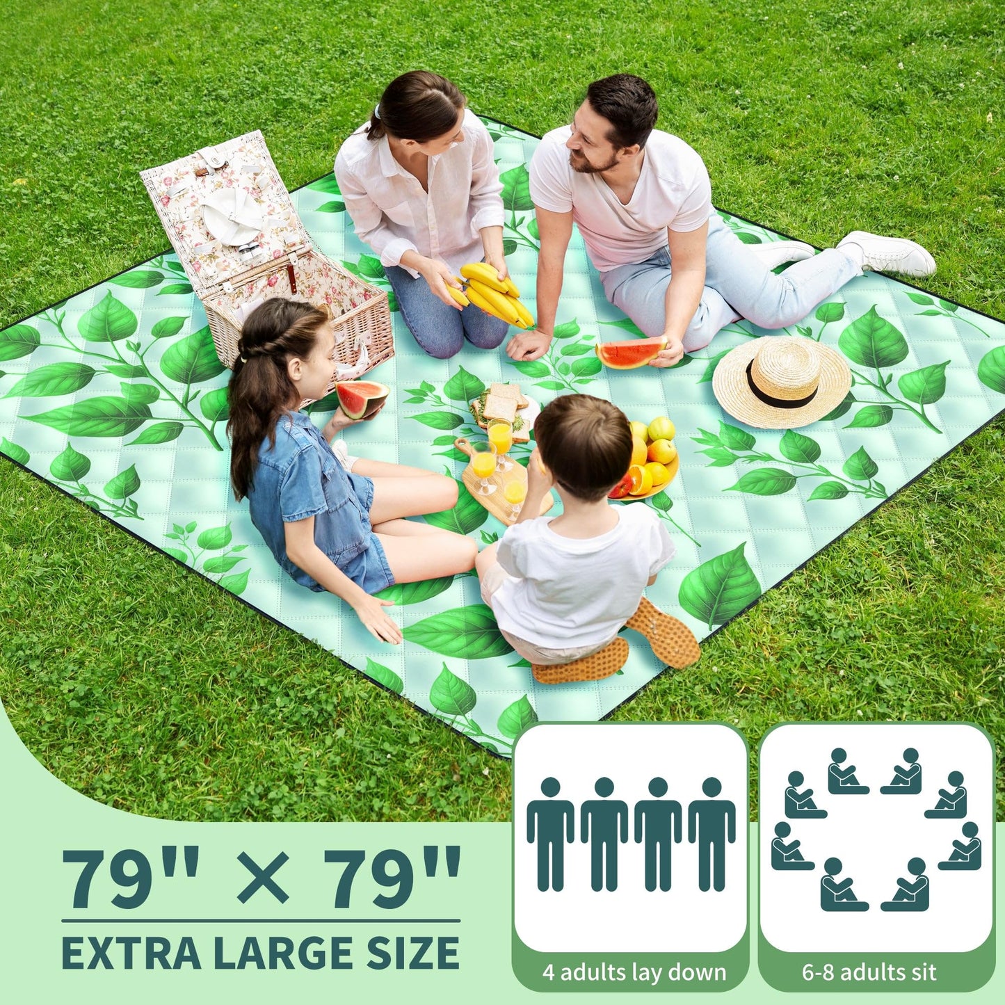 ANJ Outdoors Extra Large Waterproof Picnic Blankets | Foldable Sandproof Beach Blanket N Outdoor Blanket | 5-Layer Machine Washable Soft Picnic Mat for Camping, Grass, Park N Stadium