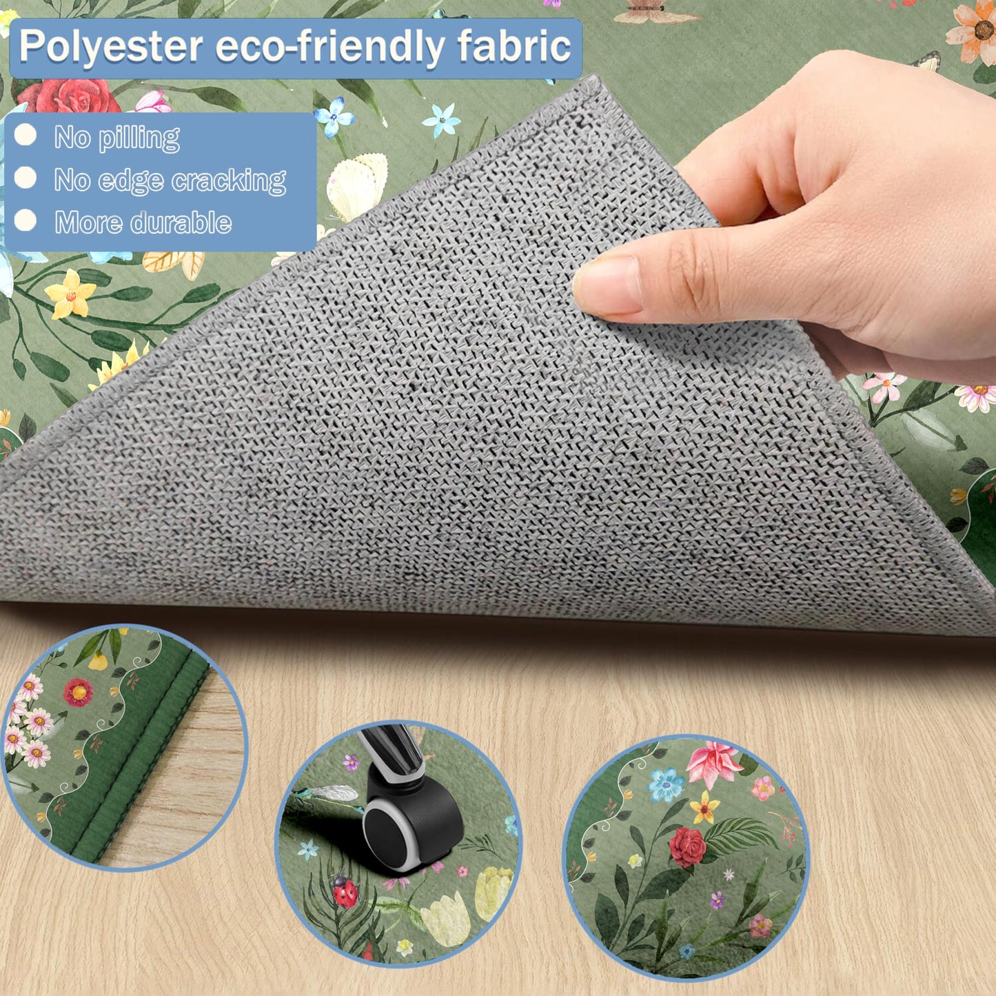 Office Chair Mat,48"x36"Floor Protector,Flowers Desk Chair Mat,Chair Mat for Hard Wood and Tile Floor Chair mats