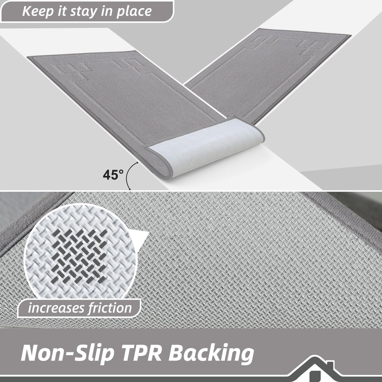BEQHAUSE Door Mat 32" x 48", Non-Slip Door Mats Indoor Entryway Rugs Washable Low-Profile Absorbent and Dirt Trapper Floor Mats, Dog Door Mat for Front Back Door, Mud Wet Shoes & Paws, Light Grey