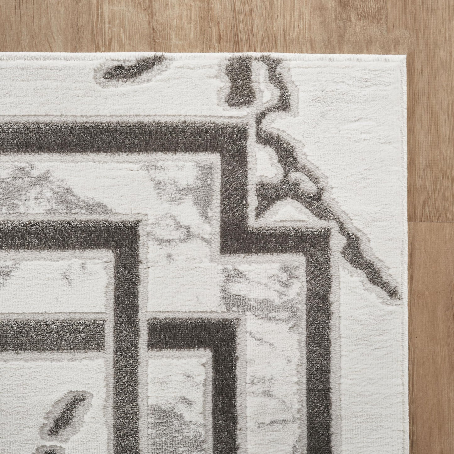 GLORY RUGS Area Rugs Marble 8x10 Cream Silver Border Carpet Elegant Modern Abstract Rug Living Room Dining Bedroom Rug