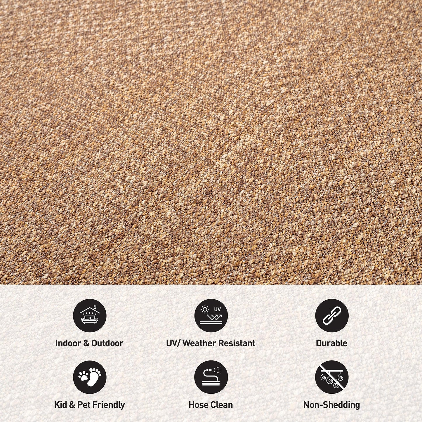 Rugshop Diamond Grid Indoor/Outdoor Flat Woven Area Rug, Natural Jute-Style, Easy-Care Patio Rug for Backyard Porch Deck Balcony, 4' x 6' Natural/Jute