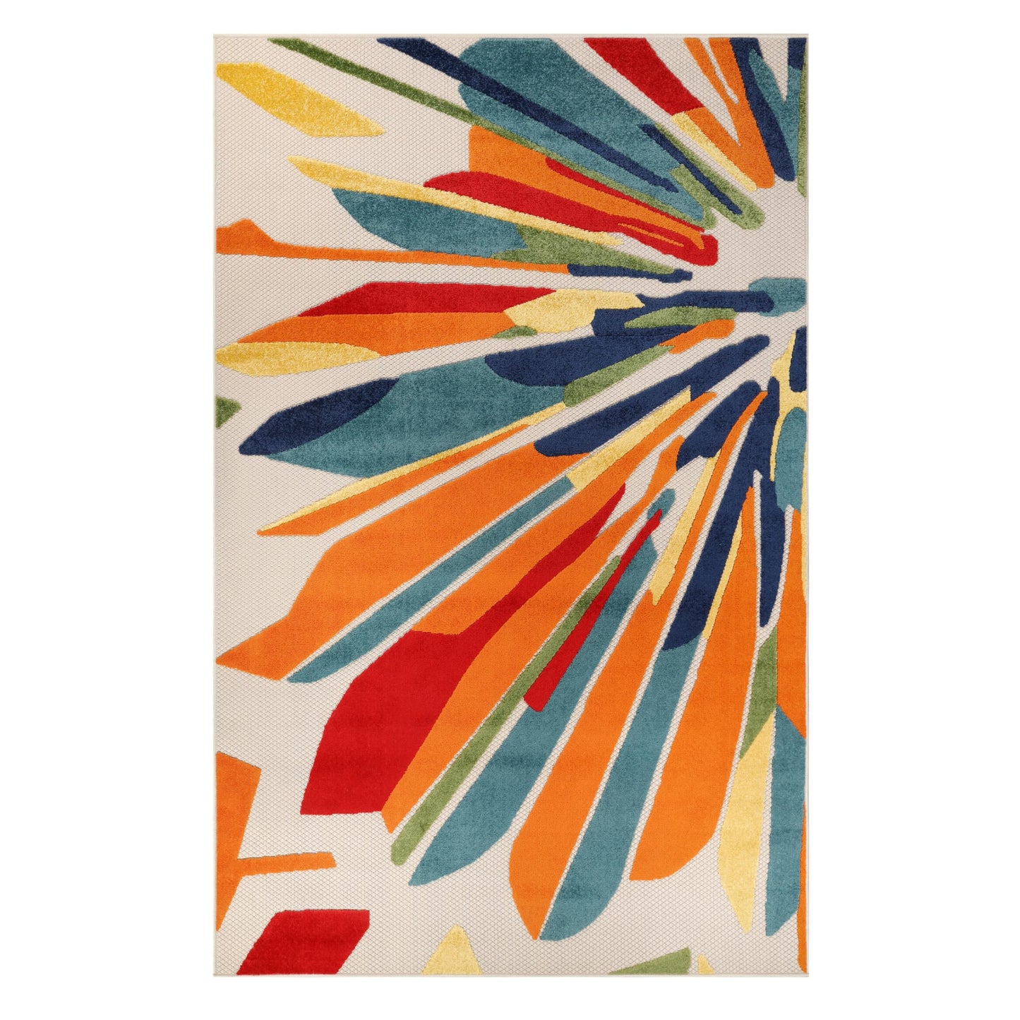 Superior Indoor Outdoor Area Rug, Perfect for Patio, Bedroom, Kitchen, Living Room, Entryway, Playroom, Nursery, Carpet Cover, Abstract Geometric Modern, Leander Collection, 7' 10" x 9' 10", Cream