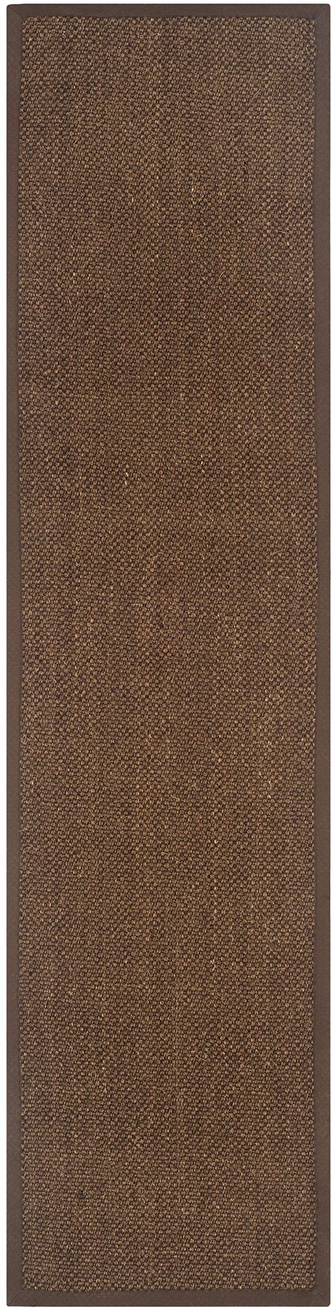 SAFAVIEH Natural Fiber Collection Runner Rug - 2' x 8', Brown, Sisal, Woven Design with Border (NF443D)