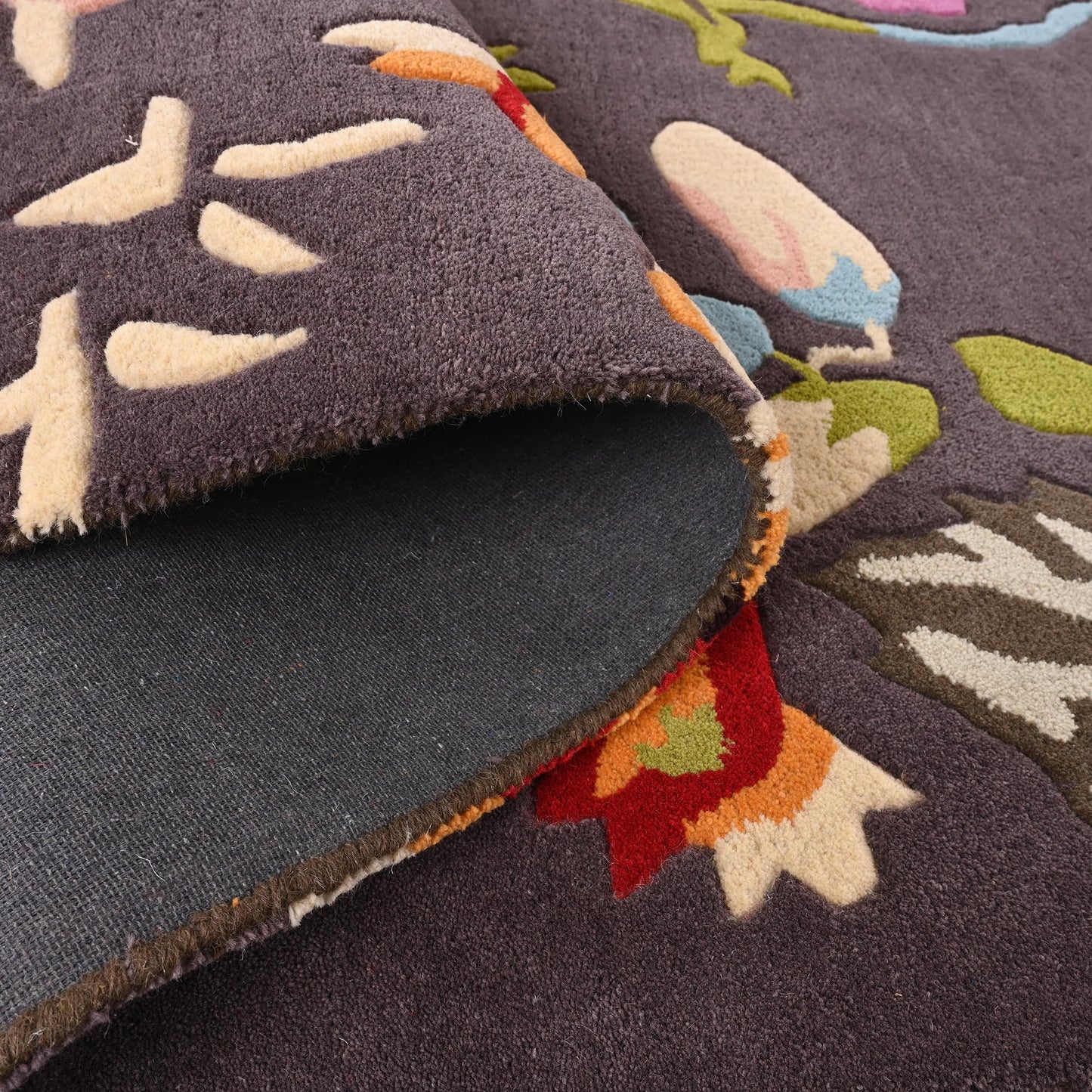 Restoration and Renovation Modern Rose Floral Wool Rug | Handmade Area Rug with Garden Colorful Flowers for Living Room Dining Room and Kitchen (Brown, 5x7 ft)