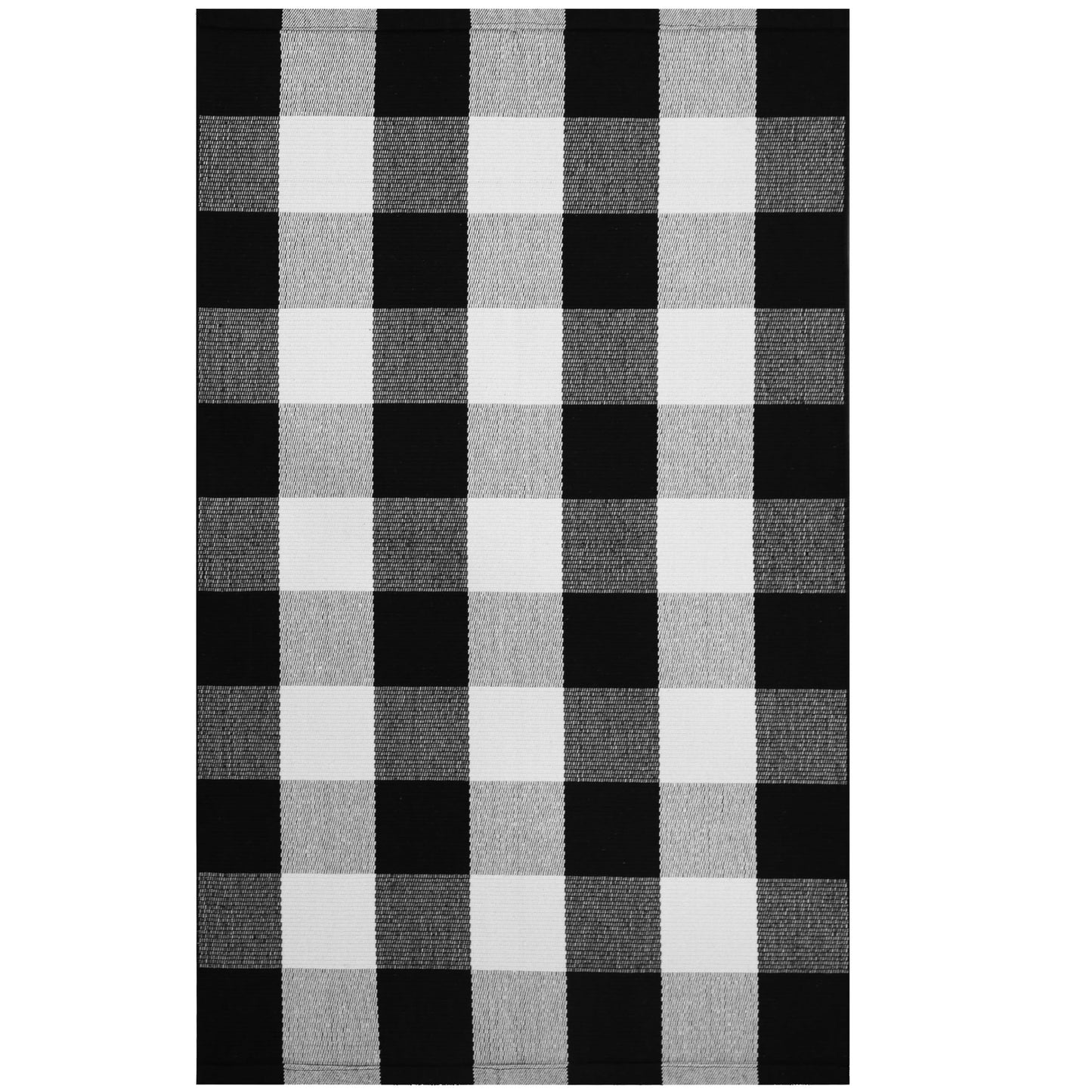 KILOCOCO Buffalo Plaid Checkered Rug - Black and White Cotton Washable Front Door Rugs Door Mat Outdoor Layered Doormats for Front Porch/Farmhouse/Entryway, 27.5x43 Inches