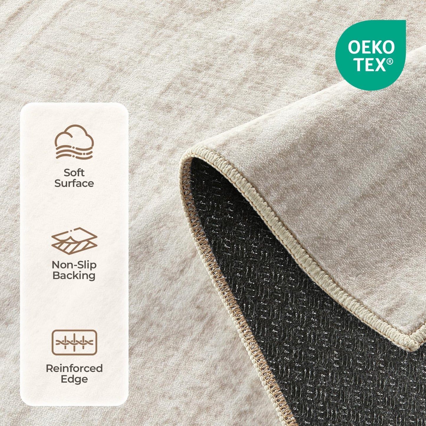WITSHOCK Washable Rugs 8x10 Modern Area Rugs, Thin Rug for Living Bedroom Dining Room Nursery Kitchen Office, Wave Striped Rugs Indoor Carpet Soft Non Slip Stain Resistant Home Decor, Beige