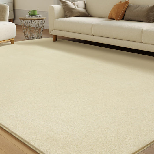 CASTLYE Solid Washable Area Rug - 8x10 Medium Pile Faux Cashmere Carpet for Living Room Bedroom, Cream