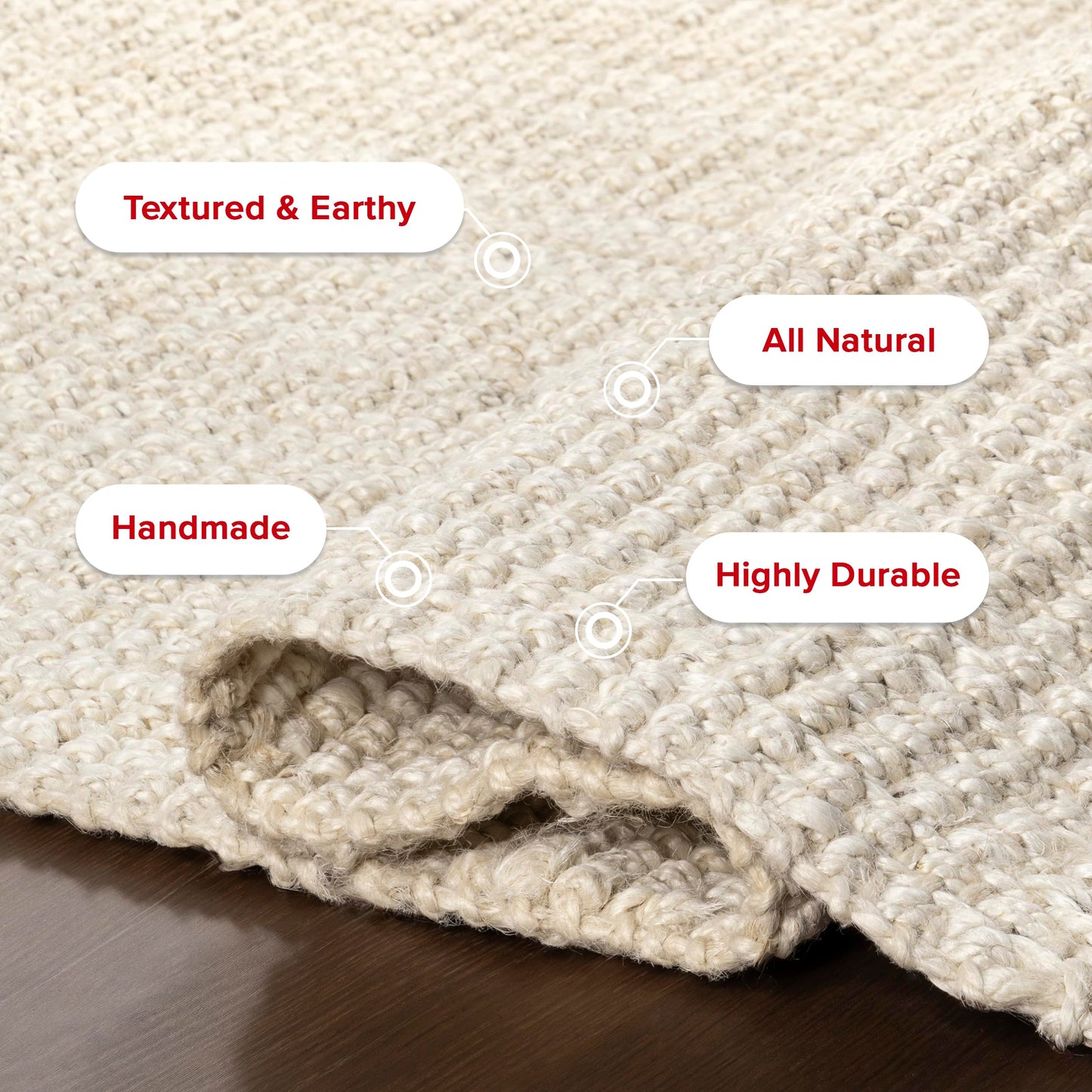 Nuloom Daniela Off-White, 6' x 9', Handmade, Jute, Tassel, Soft and Textured, High Traffic, Stain Resistant, Easy Clean, Durable Area Rug for Bedroom, Living Room, Dining Space, Foyer, Entryway