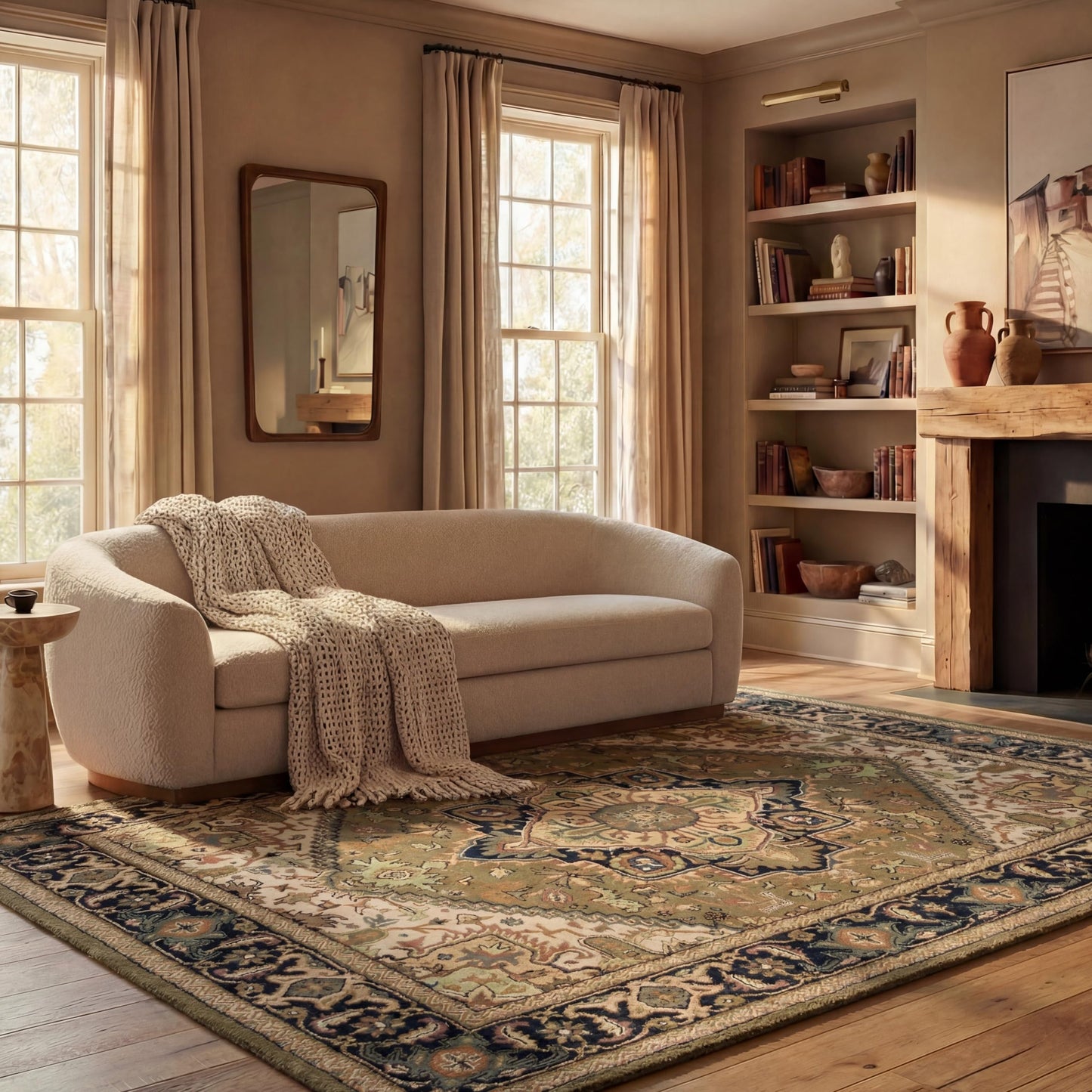 SAFAVIEH Area Rug 11x15 - Heritage Collection - Large - Green & Light Brown, Handmade Wool, Traditional Oriental Medallion Design, Ideal for Living Room, Bedroom, Dining Space (HG625Y)