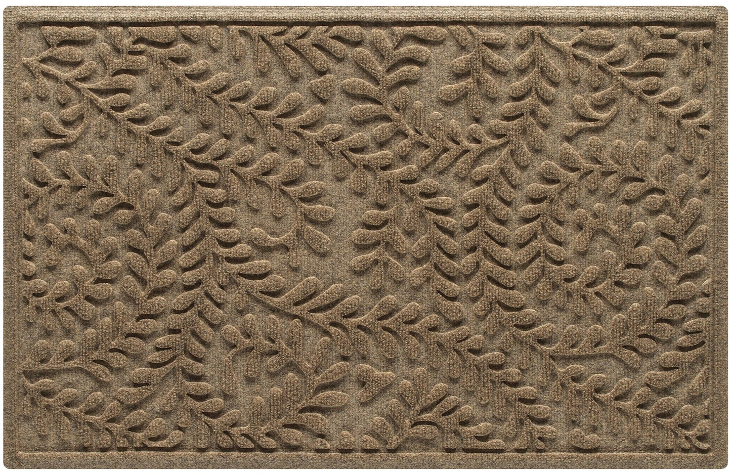 WaterHog Boxwood Front Door Mat Indoor Outdoor Entrance, Absorbent All-Weather Doormat with Non-Slip Rubber Backing, Dirt & Moisture Trapper, Low Profile & Easy Clean, Made in USA, 23"x36" Camel