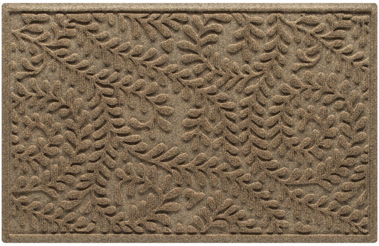 WaterHog Boxwood Front Door Mat Indoor Outdoor Entrance, Absorbent All-Weather Doormat with Non-Slip Rubber Backing, Dirt & Moisture Trapper, Low Profile & Easy Clean, Made in USA, 23"x36" Camel