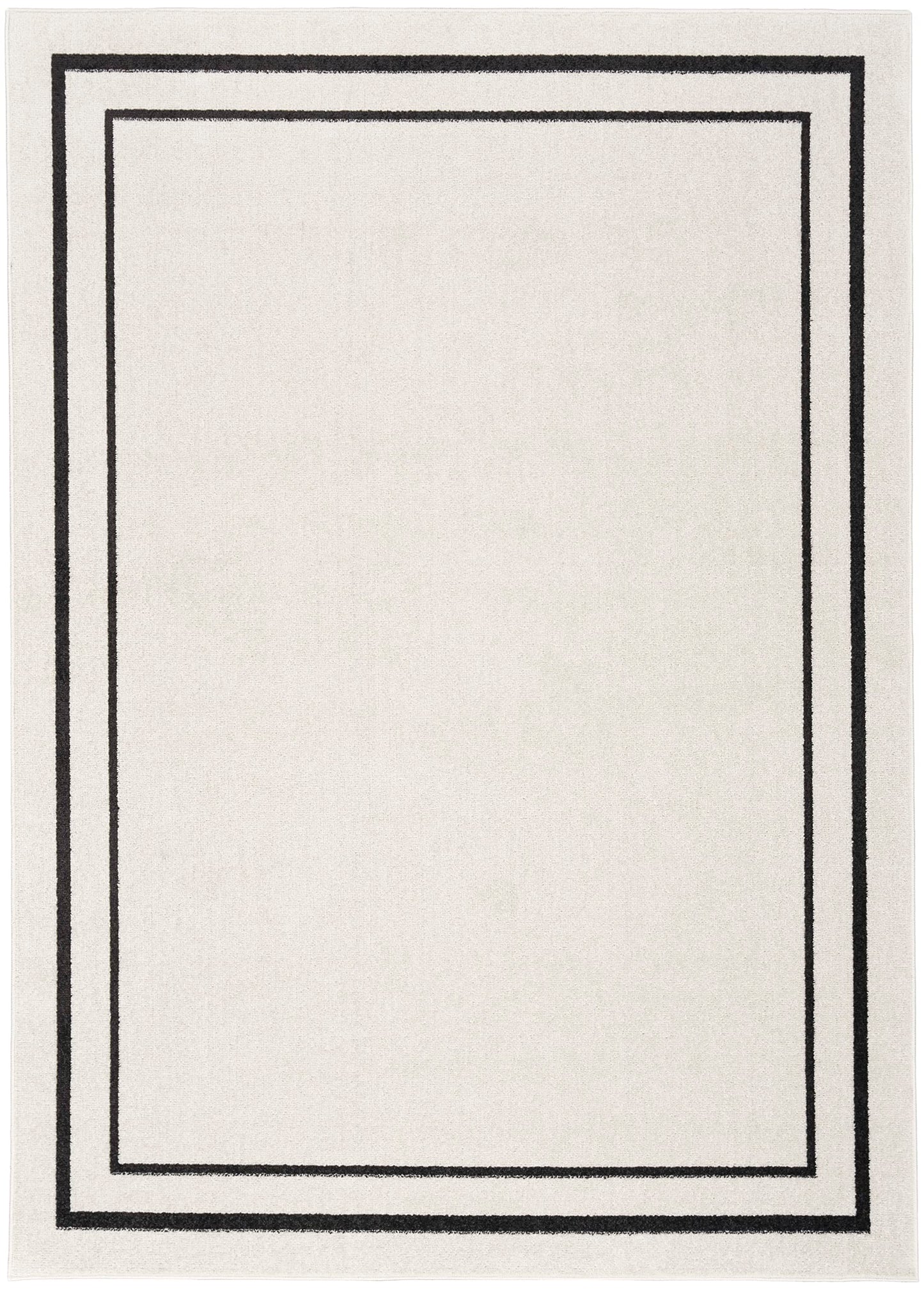 Nourison Home Nourison Essentials Ivory/Black 6' x 9' Area Rug - Easy Clean, Non Shedding, Bed Room, Living Room, Dining Room, Kitchen (6' x 9')