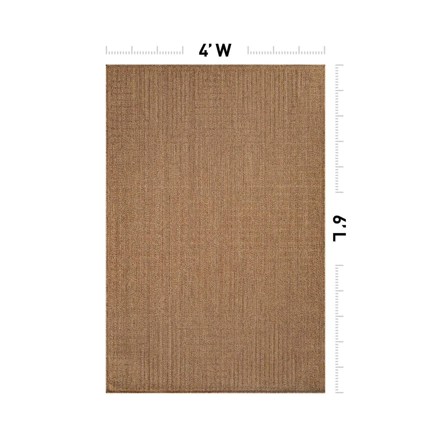 Rugshop Geometric Lines Indoor Outdoor Flat Woven Area Rug,Natural Jute-Style,Easy-Care Patio Rug for Backyard Porch Deck Balcony, 4' x 6' Natural/Jute