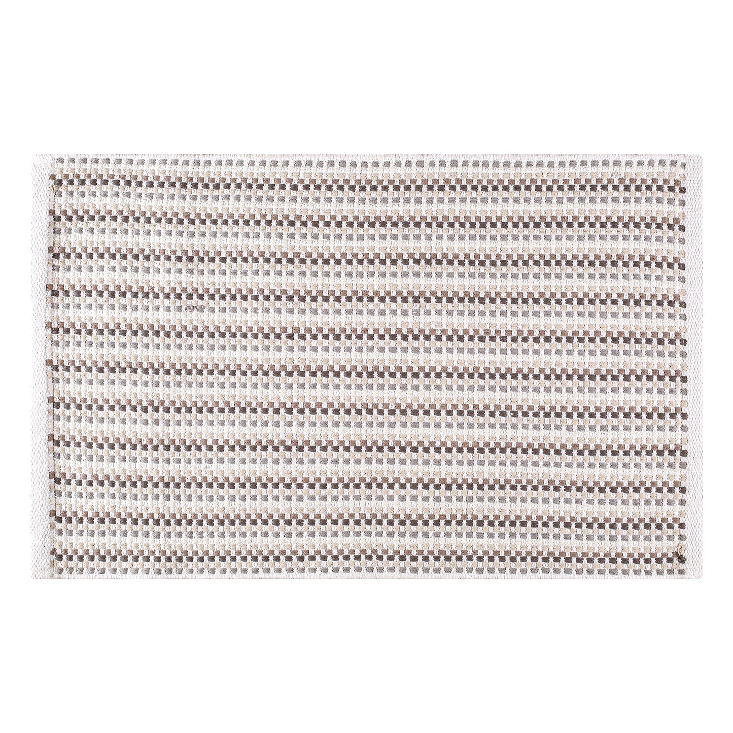 Cotton Chalk Stripe Woven Area Rug 2x3 Feet - Grey Beige, Farmhouse Soft & Durable Decorative Washable Floor Rugs Ideal for Entryway, Bedroom, Kitchen | Linen Small Nersery Space Reversible Door Mats