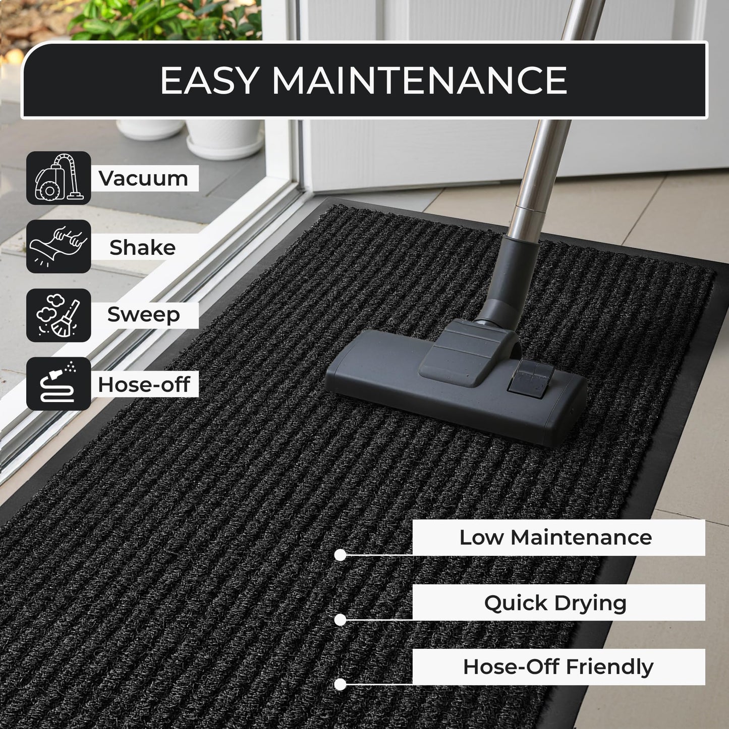 Commercial Door Mat 4'x8' Charcoal, Heavy Duty Industrial Floor Mat for High Traffic Areas, Nonslip Rubber Backing, Large Door Mat for Indoor Entrance or Business Entryway.