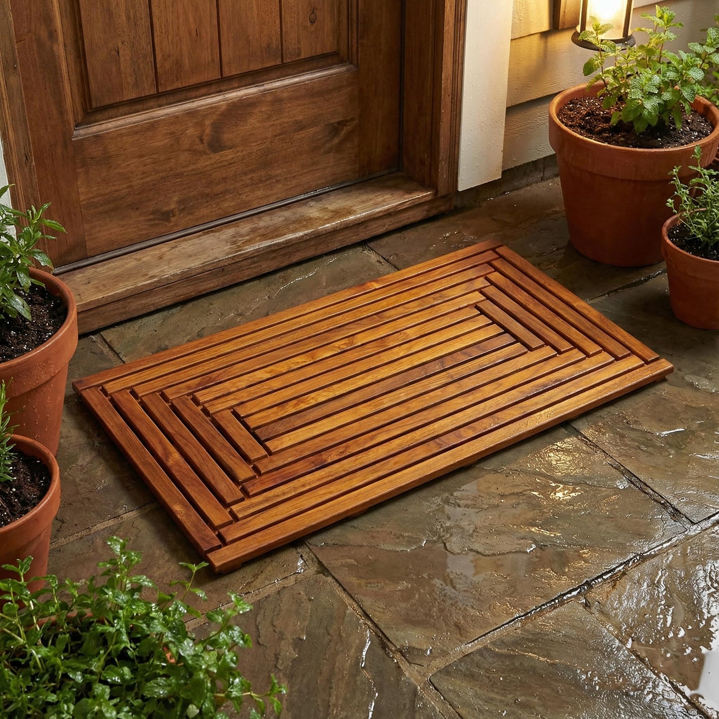 Bare Decor Giza Shower, Spa, Door Mat in Solid Teak Wood, 36" x 20"