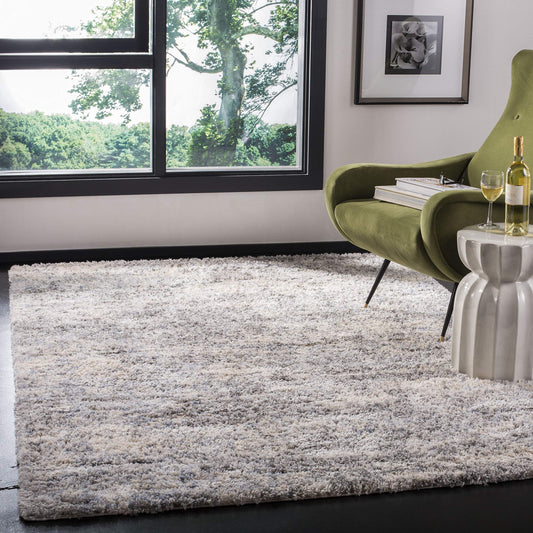 SAFAVIEH Area Rug 6x9 - Berber Shag Collection - Grey Blue & Cream, Non-Shedding & Easy to Clean, Ideal for Living Room, Bedroom, Dining Space (BER219G)