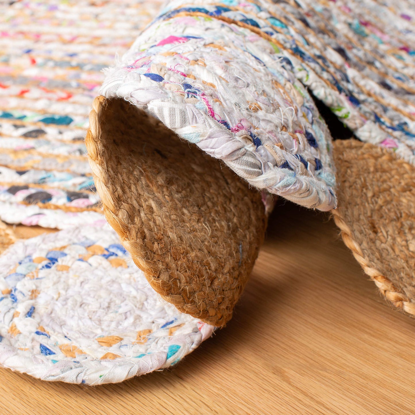 SAFAVIEH Cape Cod Collection Runner Rug - 2'3" x 6', Beige & Multi, Handmade Boho Braided Jute & Cotton, Ideal for High Traffic Areas in Living Room, Bedroom (CAP201B)