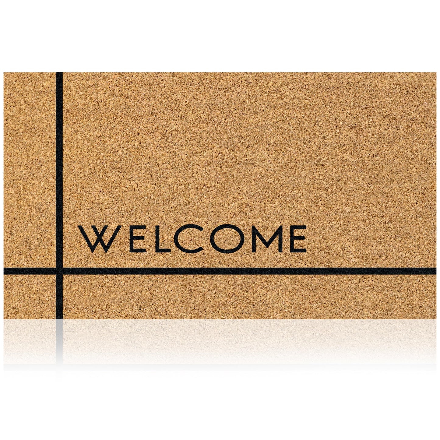 AMARU DOOR MATS - Natural Coir Door Mat, Minimal Shedding, Heavy Duty Non-Slip Welcome Mat for Front Door, Outside Entrance, Porch & Entryway (17x29, Welcome 7)
