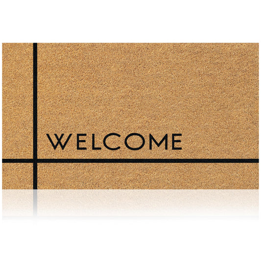 AMARU DOOR MATS - Natural Coir Door Mat, Minimal Shedding, Heavy Duty Non-Slip Welcome Mat for Front Door, Outside Entrance, Porch & Entryway (17x29, Welcome 7)