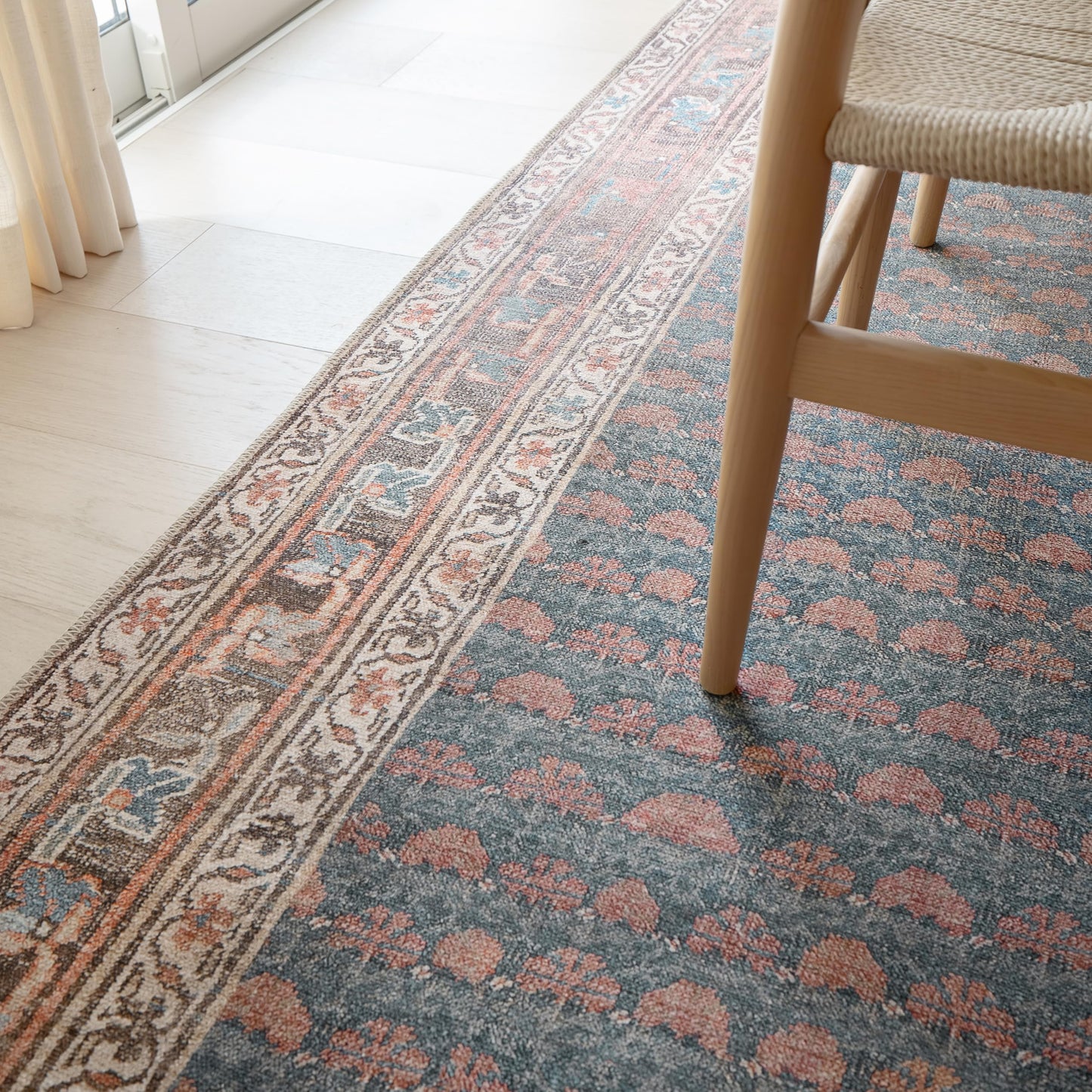 KNOTTING MATTERS Knot Again 5’ x 8’ Area Rug – Clay & Mineral Blue Heritage Flatweave, Low-Pile – Easy Clean Area Rug – Perfect for Living Room, Dining Room, Bedroom – Pet & Kid Friendly