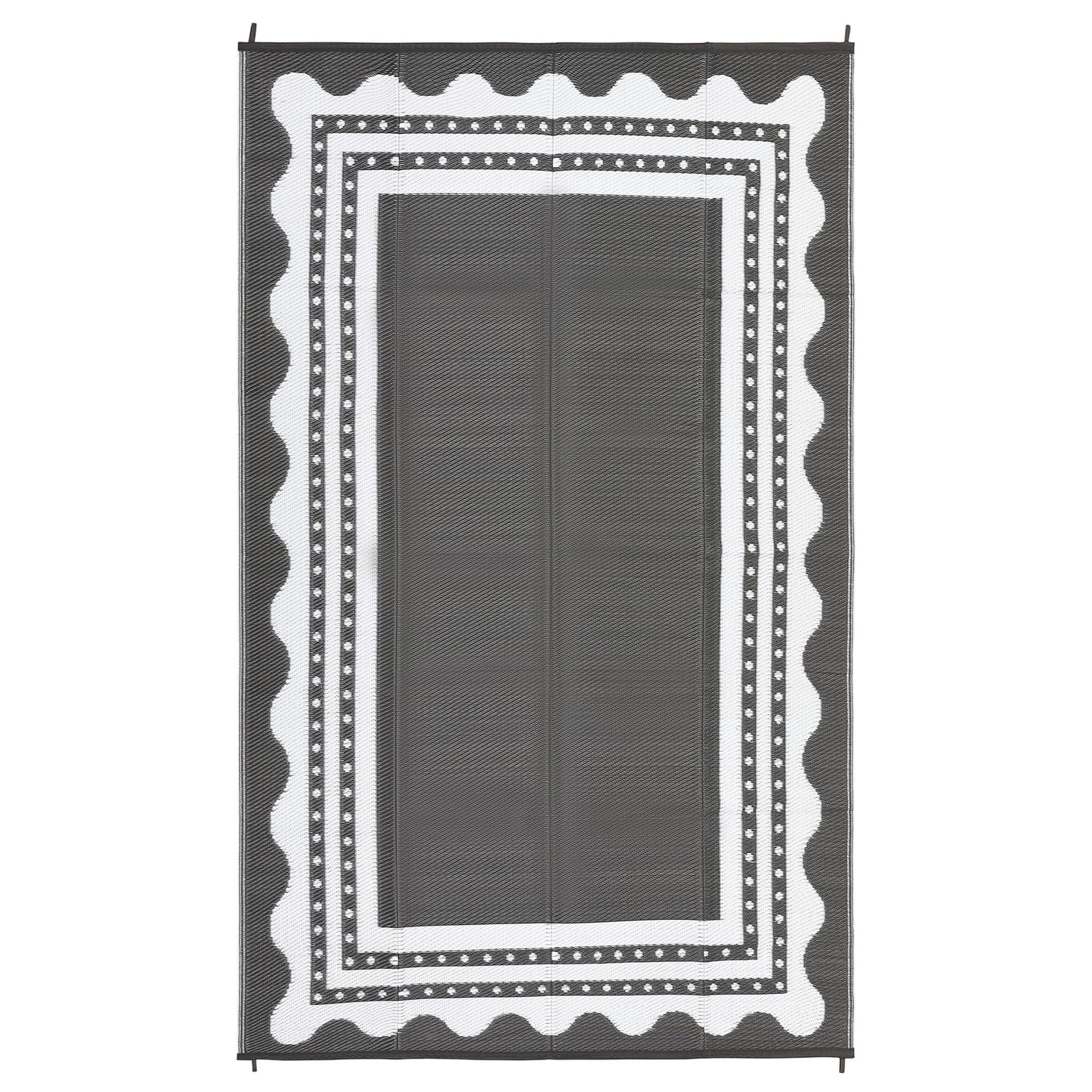 IDEALHOUSE Waterproof Outdoor Rug 9x12 for Patio, Reversible Modern Area Rug, Large Plastic Straw Mat for Camping, RV, Porch, Backyard, Deck, Picnic, Beach, Grey & White