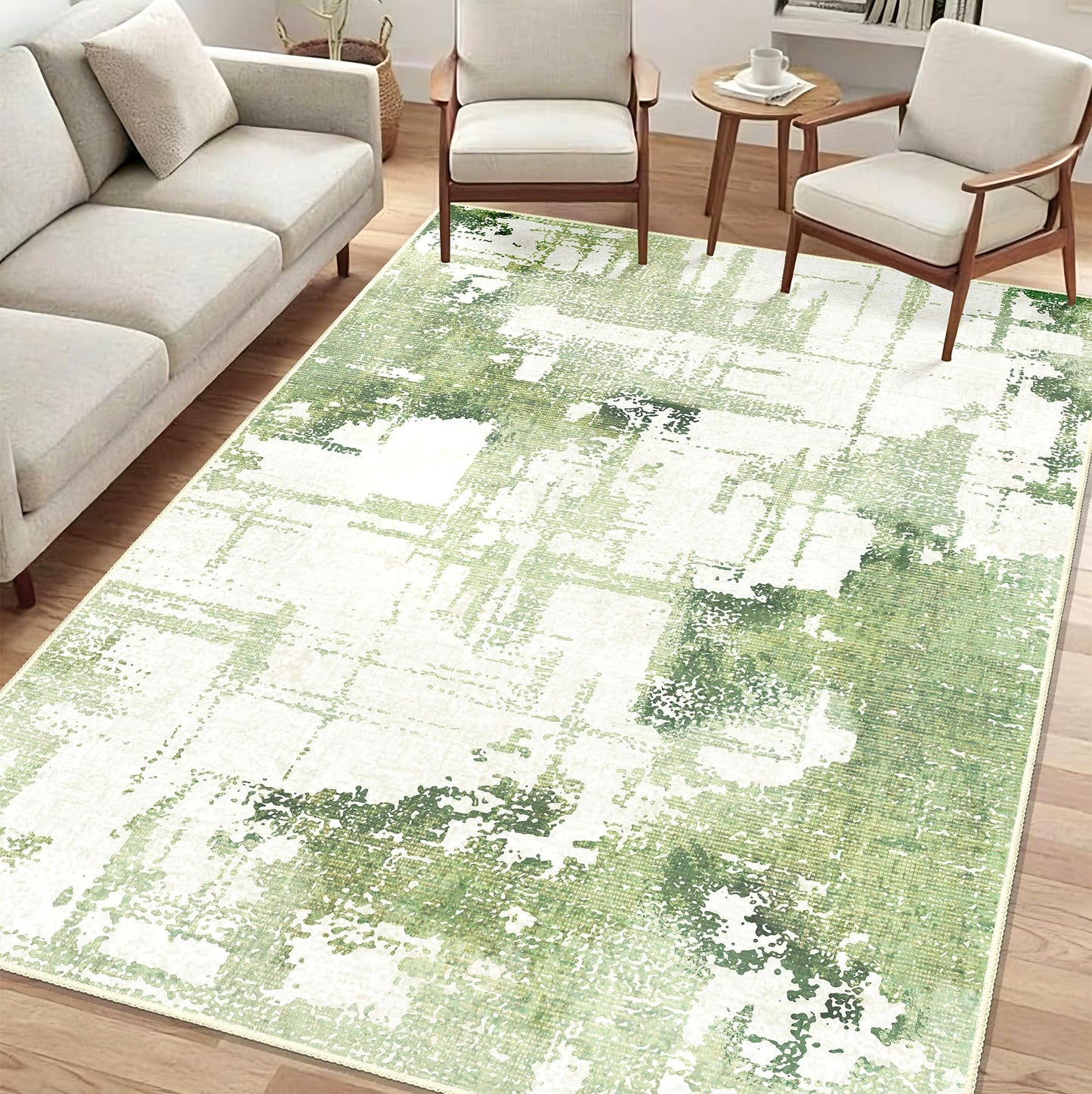 Castage Green Rug 3x5 Washable Area Rugs for Bedroom Living Room Kitchen Entryway Bedside,Modern Abstract Non Slip Small Carpet