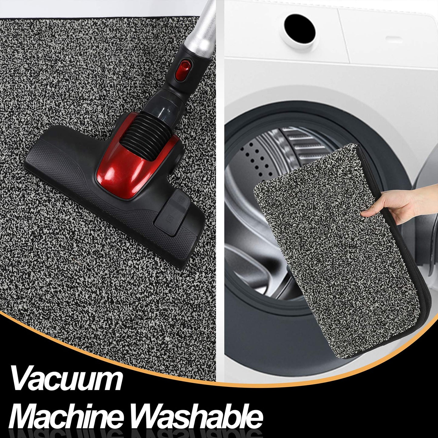 ITSOFT Dirt Trapper Indoor Door Mat & Entrance Rug For Wet Muddy Shoes and Pet Paws, Non-Slip Machine Washable, Shoe Scraper, Absorbent Welcome Dog Mat for Front Door, Entry Way (30x18, Black & White)