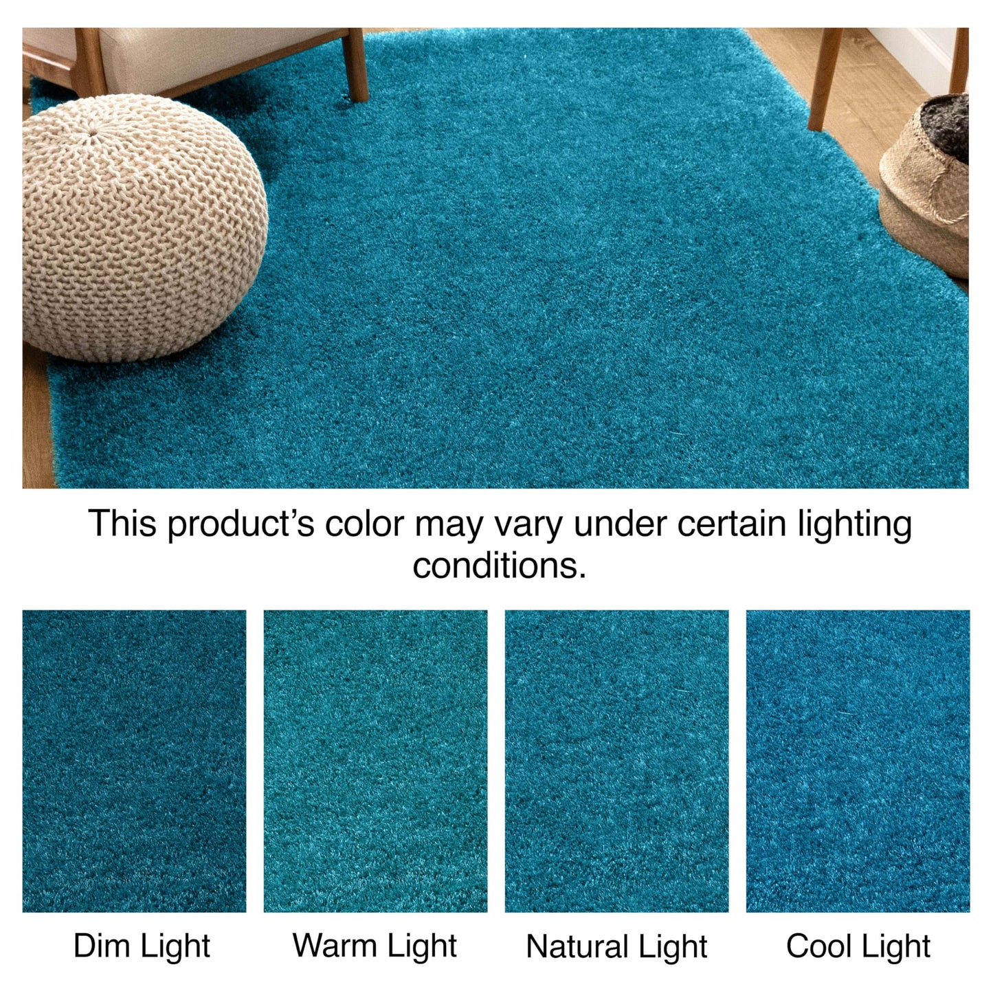 Well Woven Feather Collection Liza Shag Rug – Turquoise Blue, 9'3" x 12'6" for Grand Living Room and Dining Room - Soft Plush Feel