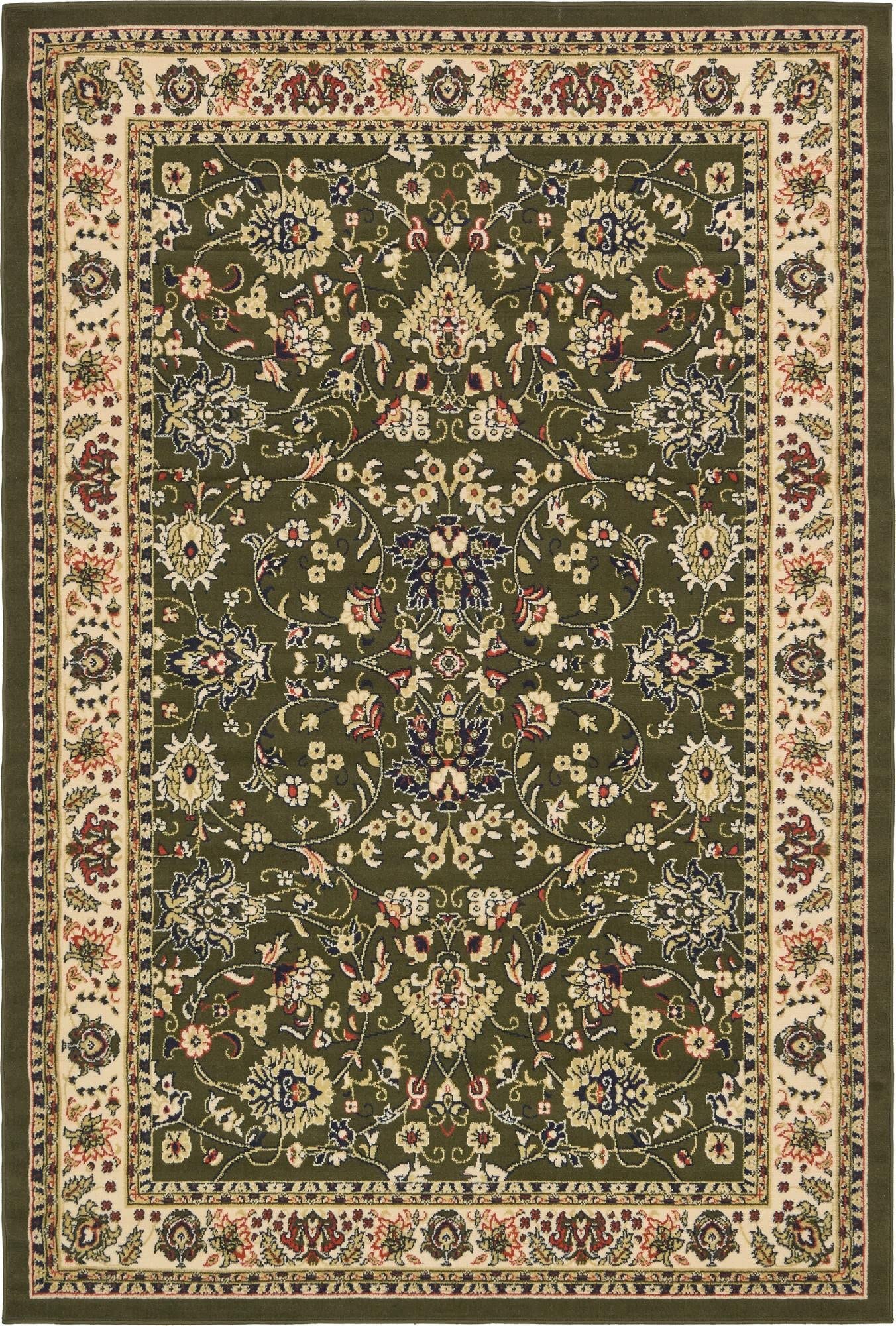 Unique Loom Sialk Hill Collection Area Rug - Washington (6' 1" x 9' Rectangle Green/Hunter Green)