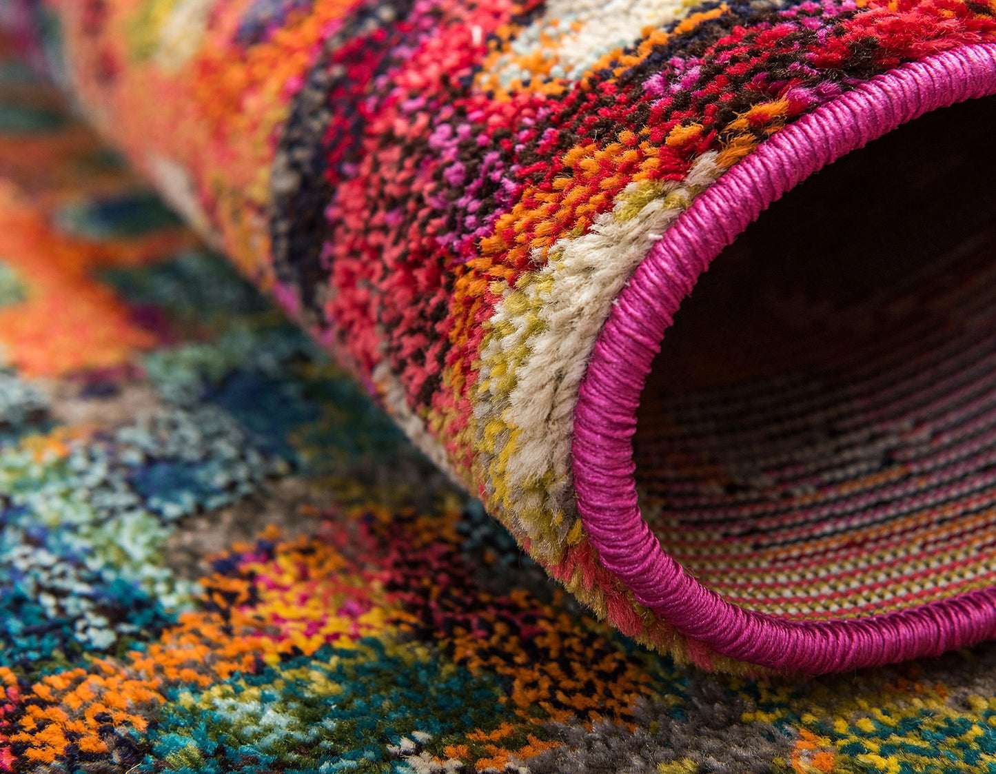Unique Loom Jardin Collection Colorful, Vibrant, Abstract, Modern Area Rug (5' 0 x 8' 0 Rectangular, Multi/ Blue)