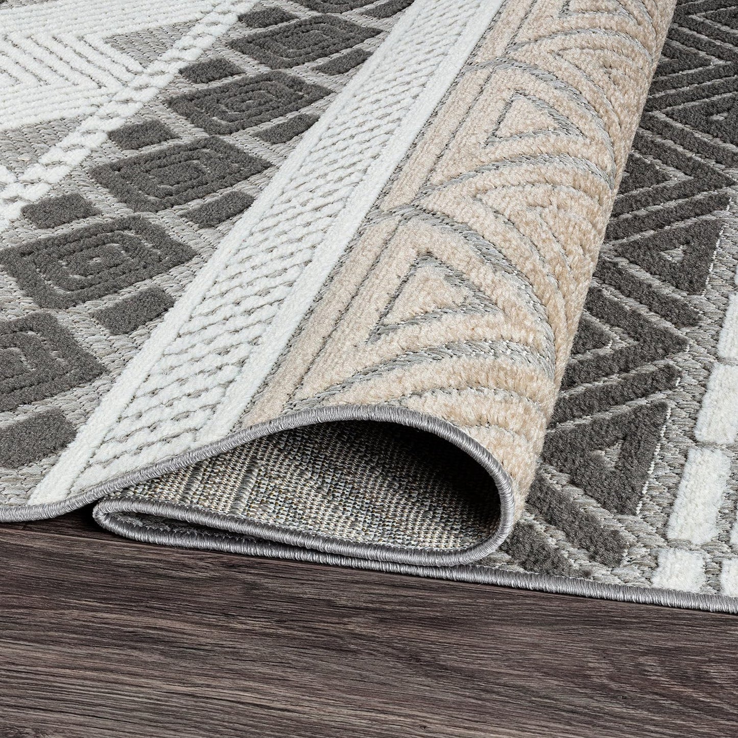 Rugshop Gray Marbella Boho Indoor/Outdoor Runner Rug for Deck,Porch,Hallway, Entryway and Kitchen 2'7" x 6'