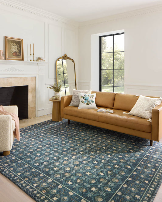 Loloi Rifle Paper Co. Eden Collection EDE-03 Lattice Indigo 8'-6" x 11'-6" Area Rug feat. CloudPile™