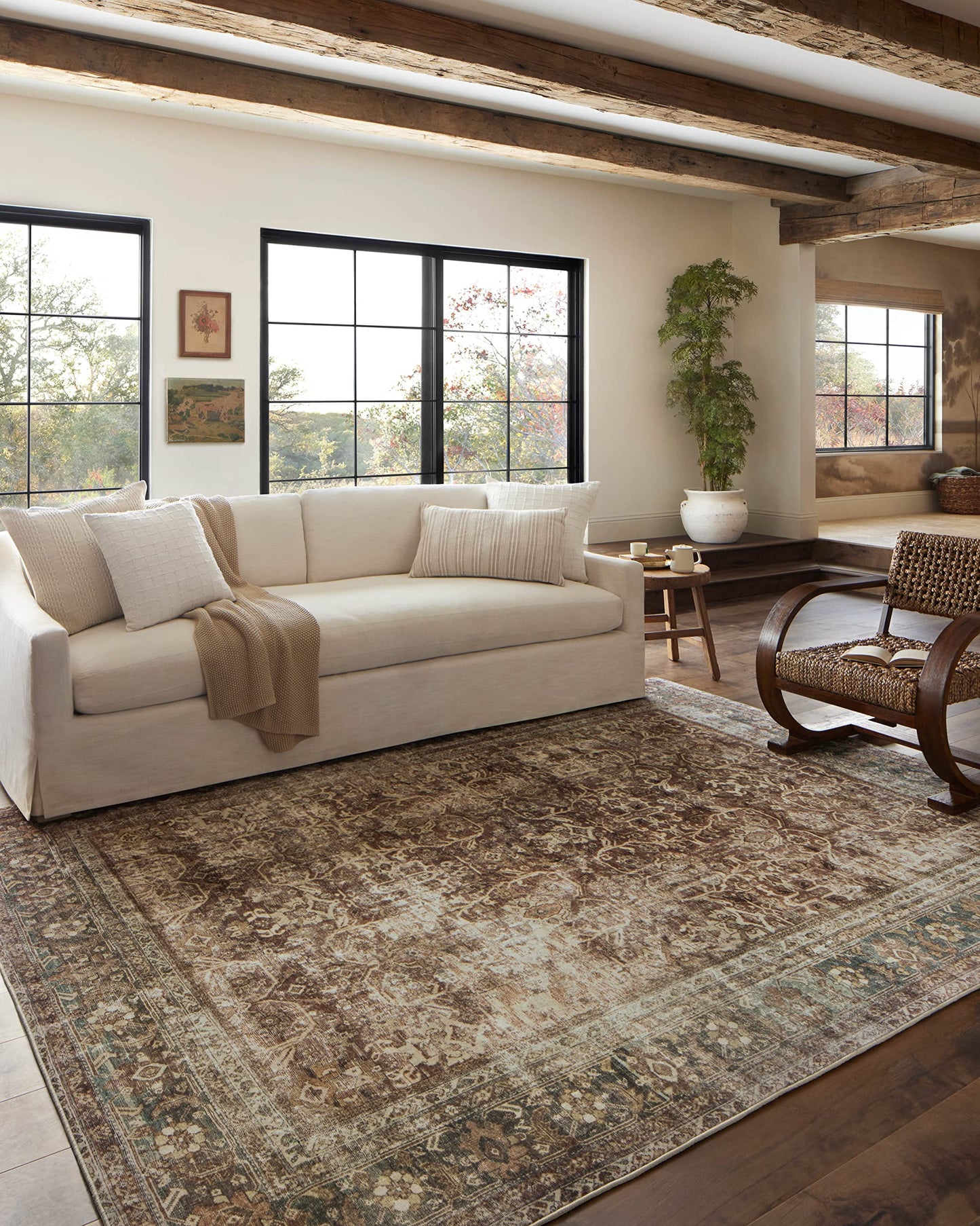 Loloi Magnolia Home by Joanna Gaines Sinclair Collection SIN-01 Rust/Lagoon 7'-6" x 9'-6", .25" Pile Height, Machine Washable, Area Rug
