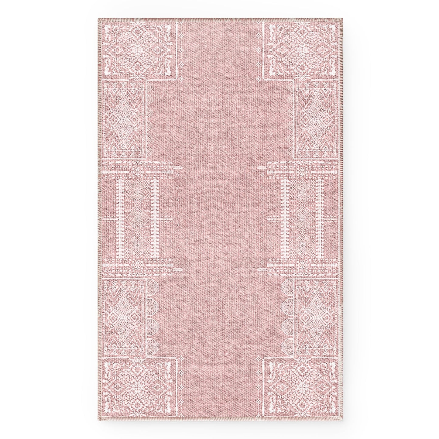 NICETOWN 2x3 Pink Rug for Entrance - Non Slip Modern Entryway Carpet Foladable Non-Resistant Oriental Medallion Mat for Entrance Kitchen Laundry Bathroom Bedroom