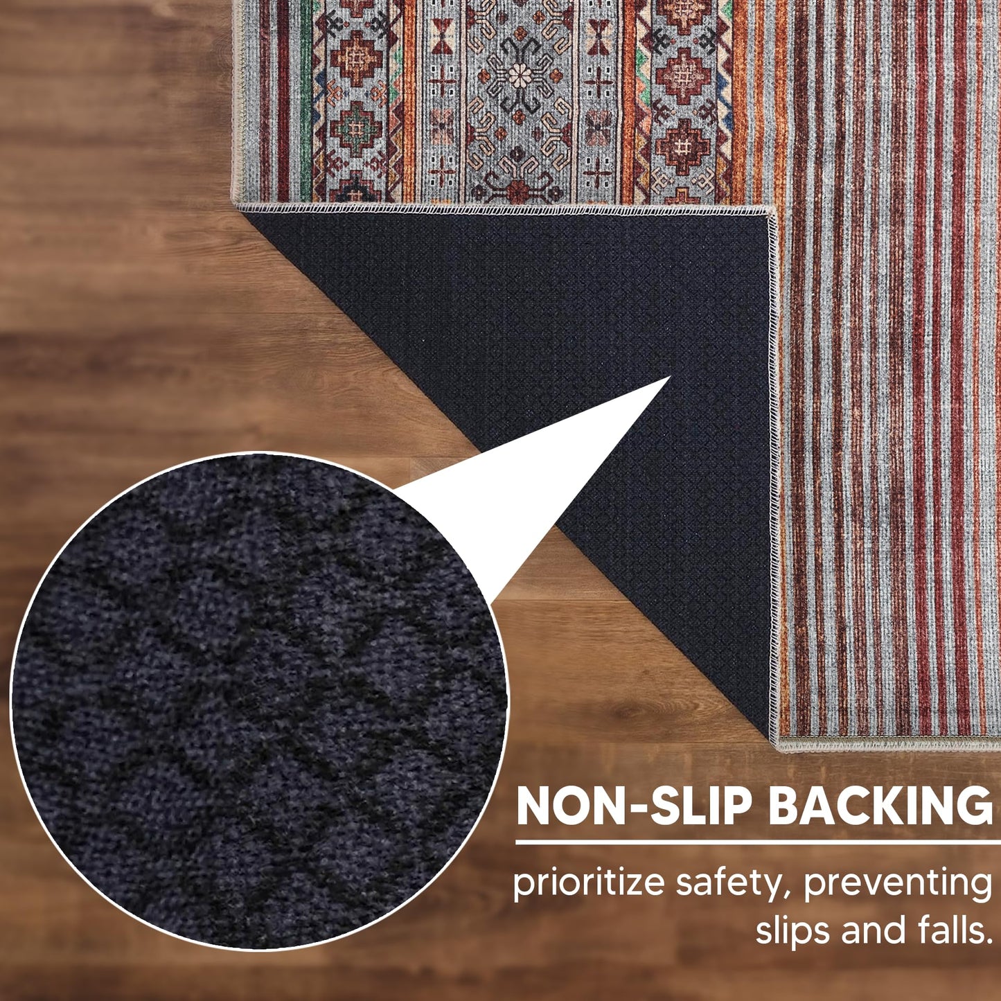 Keen Home Design 48"x72" Rug - Machine Washable Area Rug with Non-Slip Backing, Ideal for Living Room, Dining Room, Bedroom - Vintage, Easy Clean, Durable, Low Pile Rug - (4' x 6')