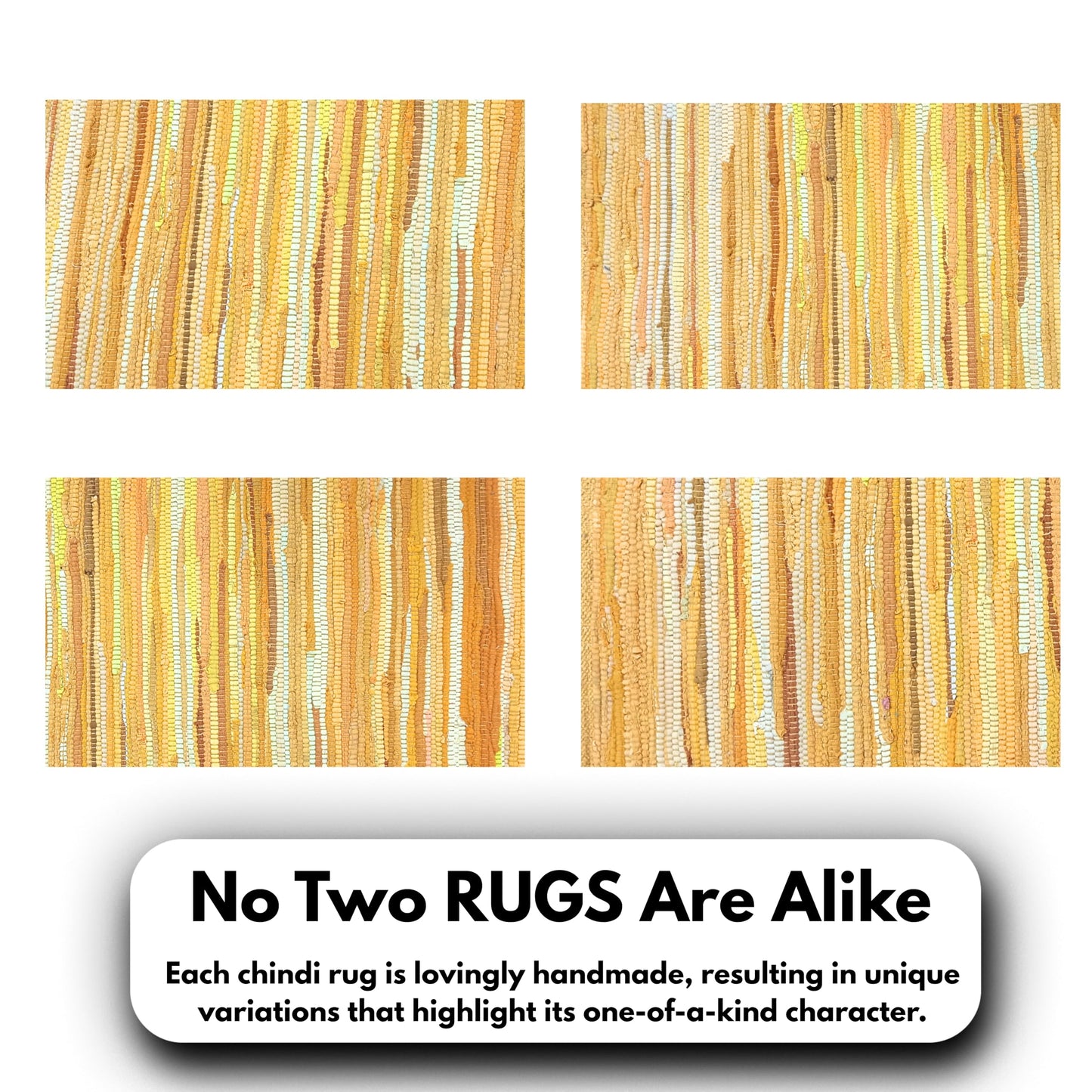 Ramanta Home 100% Cotton Hand Woven Tonal Chindi Rag Rug 2'x3' - Mustard, Recycled Reversible Rug, Boho Rustic Farmhouse Rugs for Living Room, Dinning Room, Kitchen Floor Mats - 24"x36"