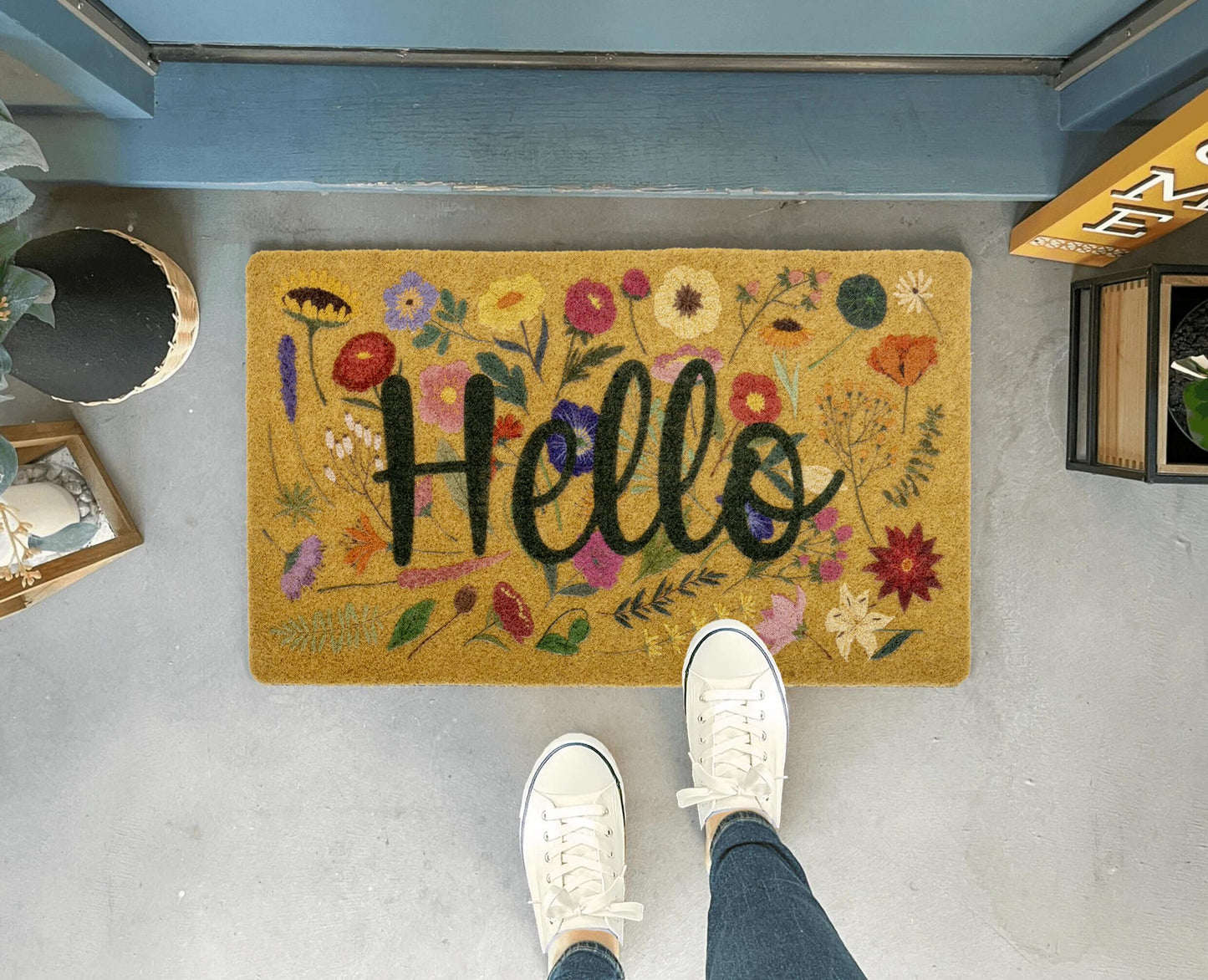 Eohak Spring Welcome Door Mats with Non-Slip Backing Flower Seasonal Door Mat for Farmhouse Door Mat Decoration 17 x 29 Inch