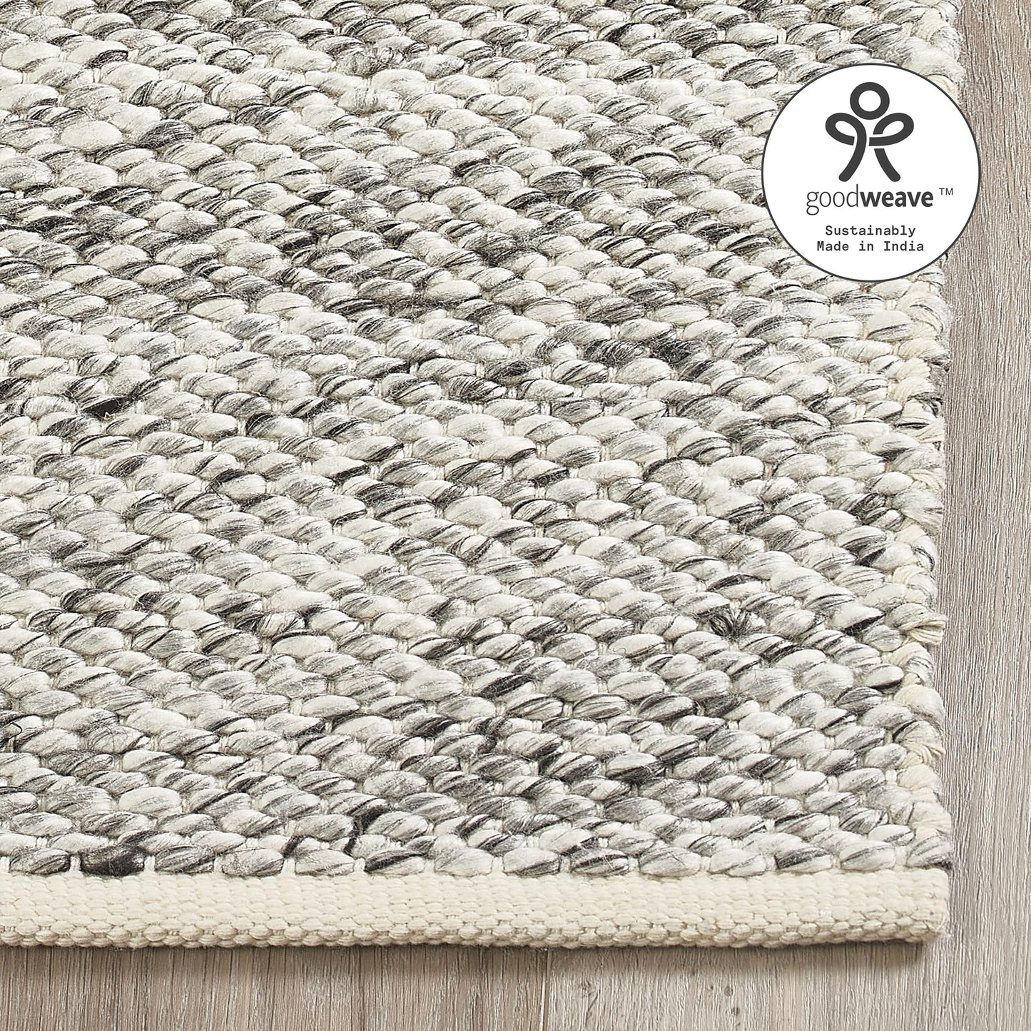 Fab Habitat Machine Washable Area Rug - Hand Woven, Stain Resistant, Pet Friendly - Premium Recycled Polyester Yarn - Solid - Kitchen, Bathroom - Biltmore - Natural - 2 x 3 ft