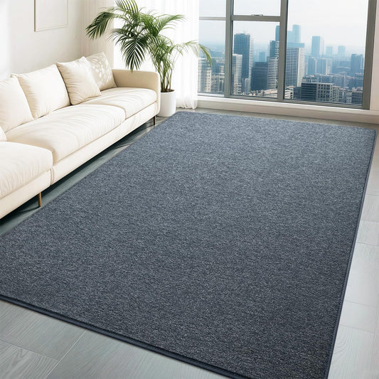 HQAYW Area Rug 6x9 for Living Room, Washable Memory Foam Soft Modern Bedroom Solid Color Area Rugs, Low Pile Minimalist Non Slip Carpets for Kids Girls Boys Nursery Dorm Home Decor, Blue Grey