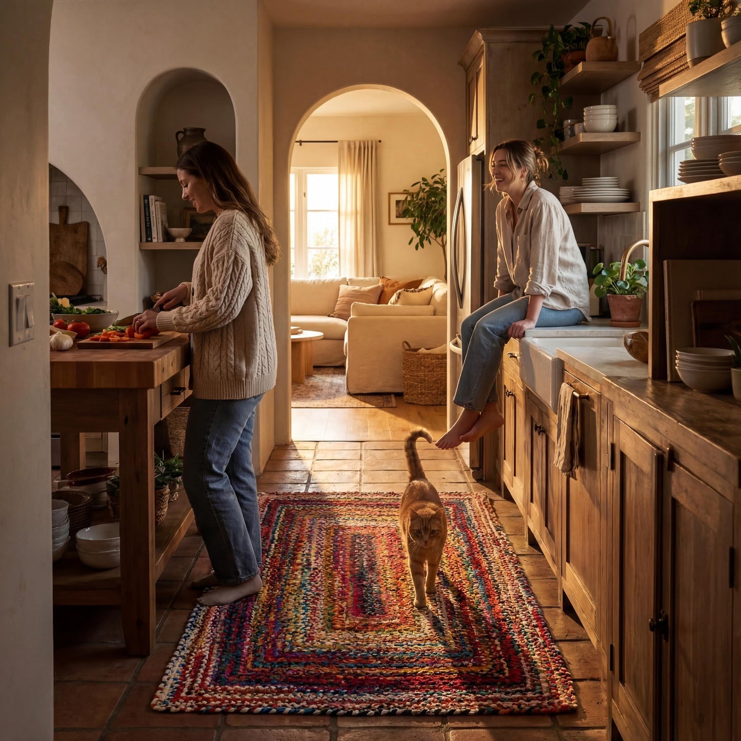 Nuloom Tammara Multicolor, 4' x 6', Hand Braided, Bohemian, Cotton, Soft and Cozy, High Traffic, Stain Resistant, Easy Clean, Durable Area Rug for Bedroom, Living Room, Dining, Den, Entryway