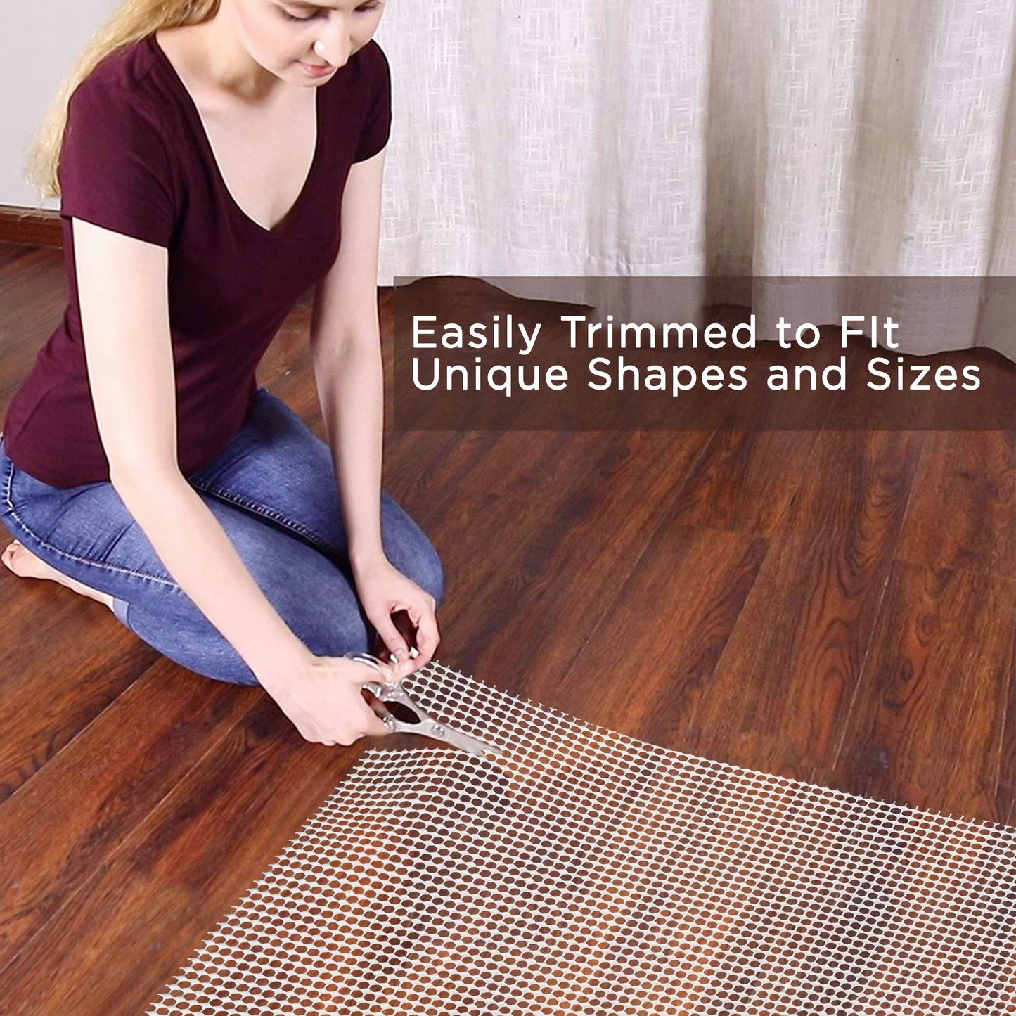 JONATHAN Y PAD200A-18 Ultra Stop 12 ft. x 18 ft. Rug Pad, Solid, Casual, Latex Free, PVC-Coated Polyester, .25" Thick, for Tile and Hard-Surface Floors, Cream
