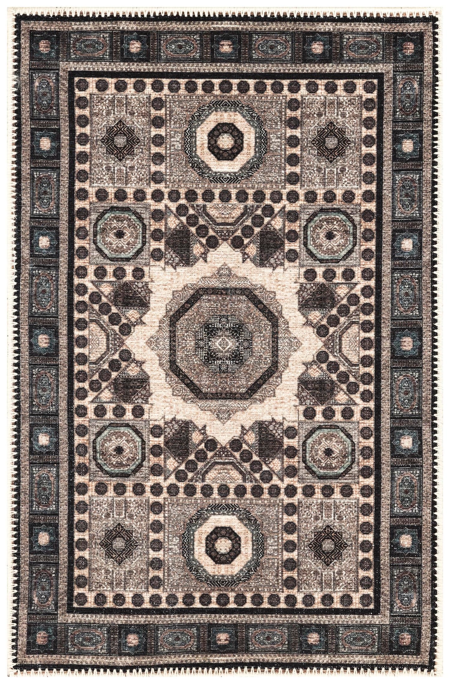 Keen Home Design 2x3 Rug - Machine Washable Entry Rug with Non-Slip Backing, Ideal for Enteryway, Kitchen, Bathroom, Laundry Room - Vintage, Easy Clean, Durable, Low Pile Rug - (2' x 3')