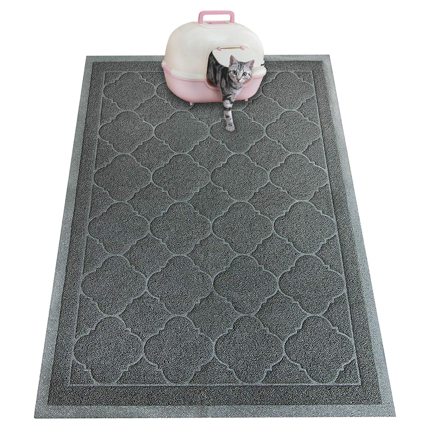 PETUPPY Cat Litter Mat Traps Litter from Litter Box XL Size 47"X36" Durable Trapping Rug, Non-Slip and Waterproof, Easy to Clean
