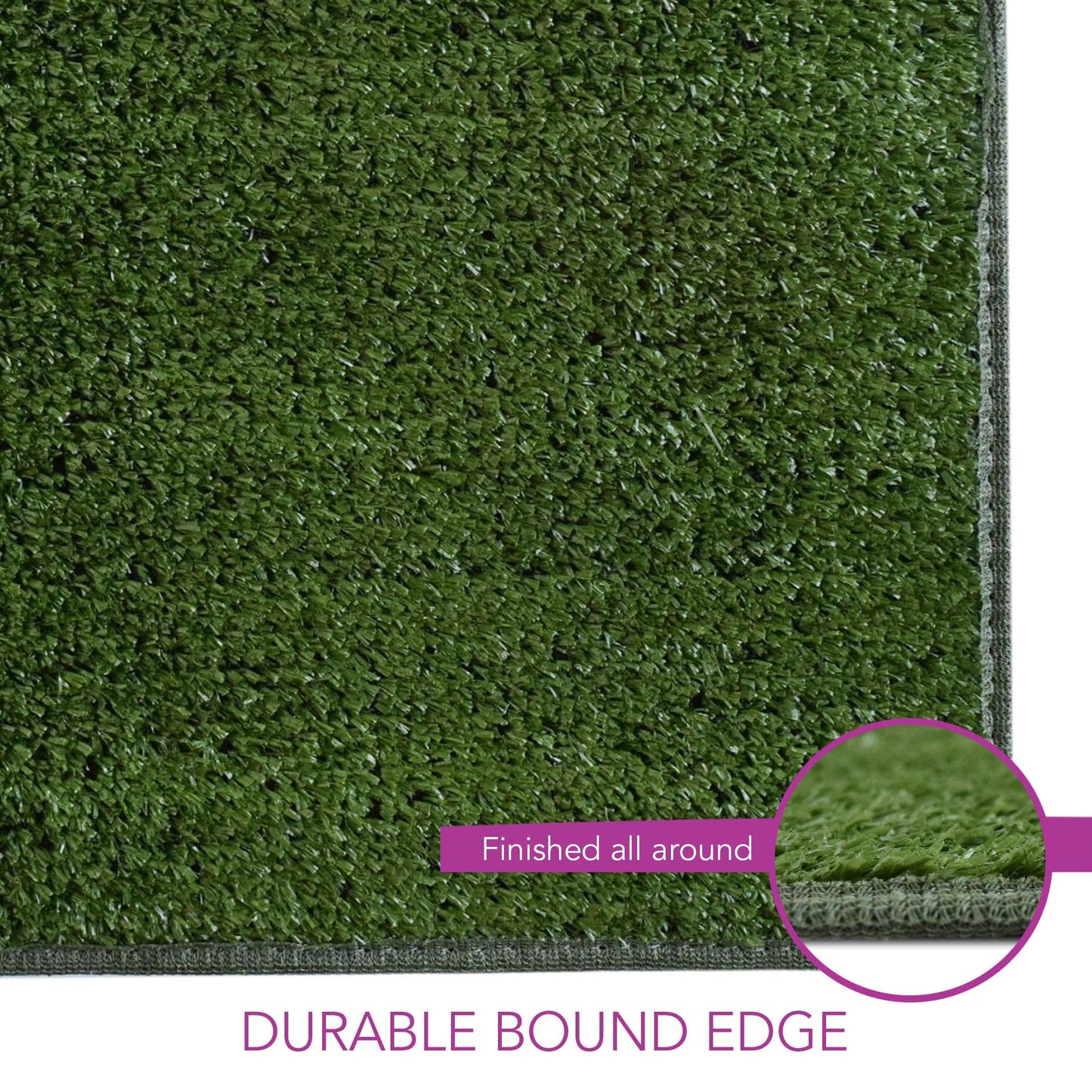 iCustomRug Synthetic Grass Rug – 4 x 12ft Lawn Green Turf Carpet for Patios, Yards, Boats, Camping – Indoor/Outdoor Use