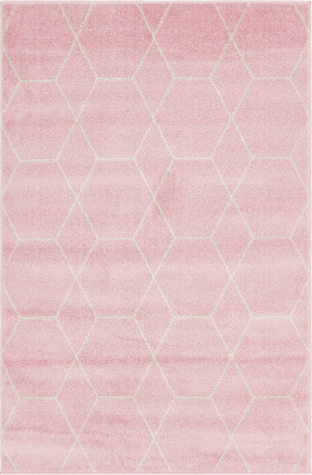 Unique Loom Trellis Frieze Collection Area Rug - Geometric (4' 1" x 6' 1", Light Pink/ Ivory)