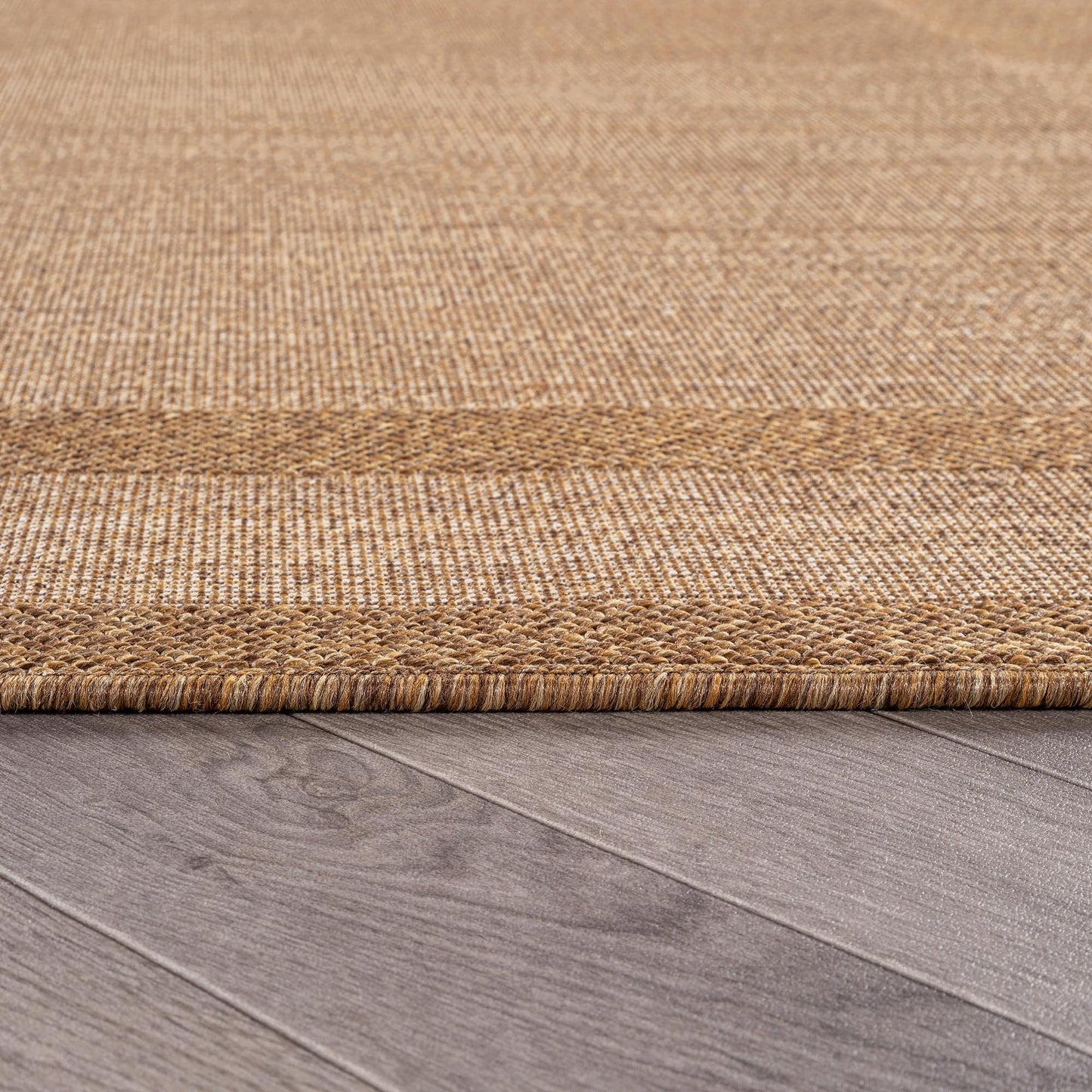 Rugshop Border Plain Indoor Outdoor Flat Woven Area Rug,Natural Jute-Style,Easy-Care Patio Rug for Backyard Porch Deck Balcony, 7'10" x 10' Sand/Natural